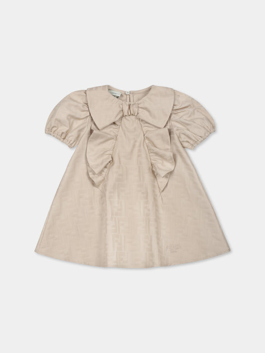 Beige dress for baby girl with FF