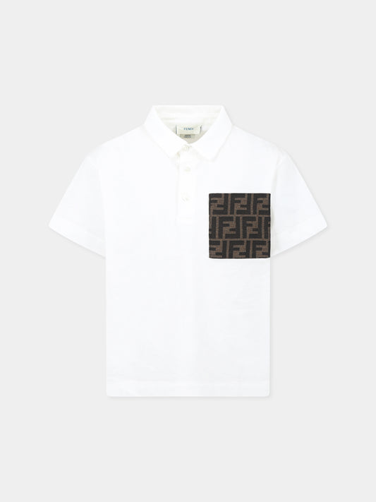 White polo shirt for boy with FF