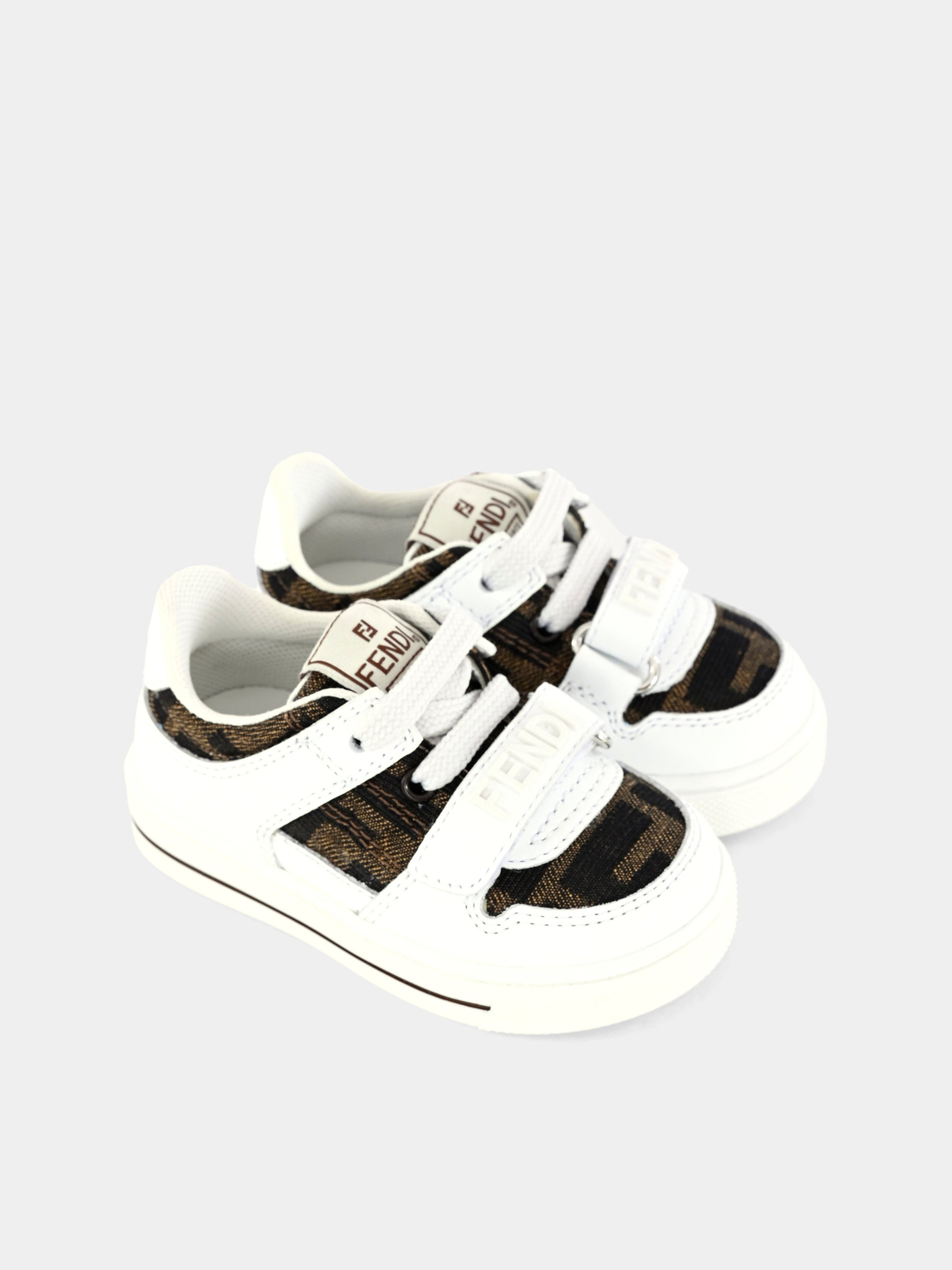 Sneakers bianche per bambini con FF,Fendi Kids,JMR475 AHGY F0C1A