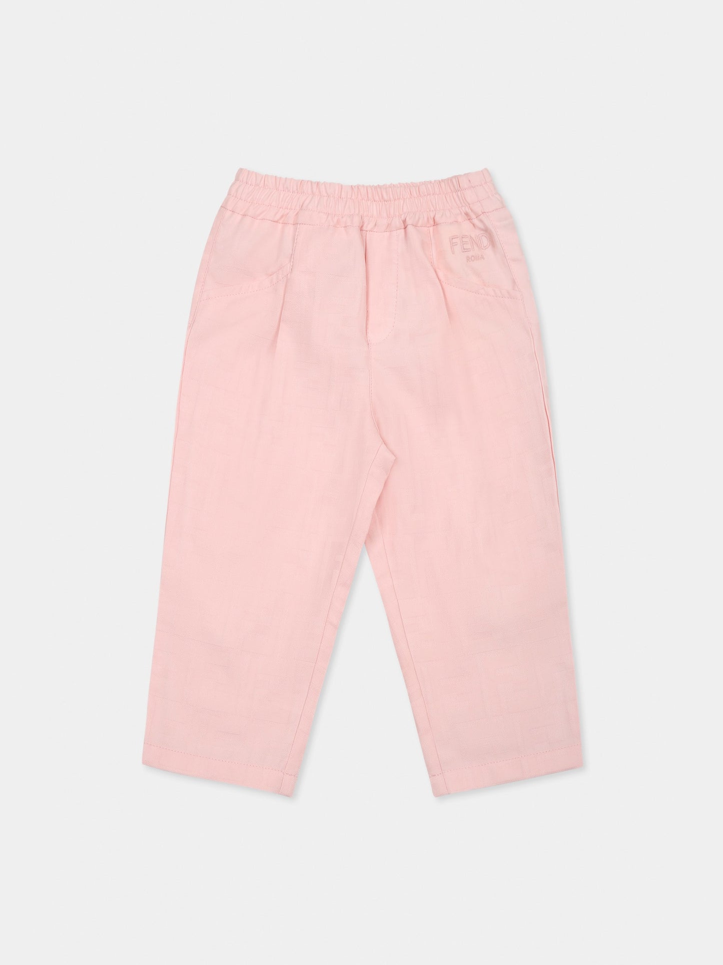 Pink trousers for baby girl with FF