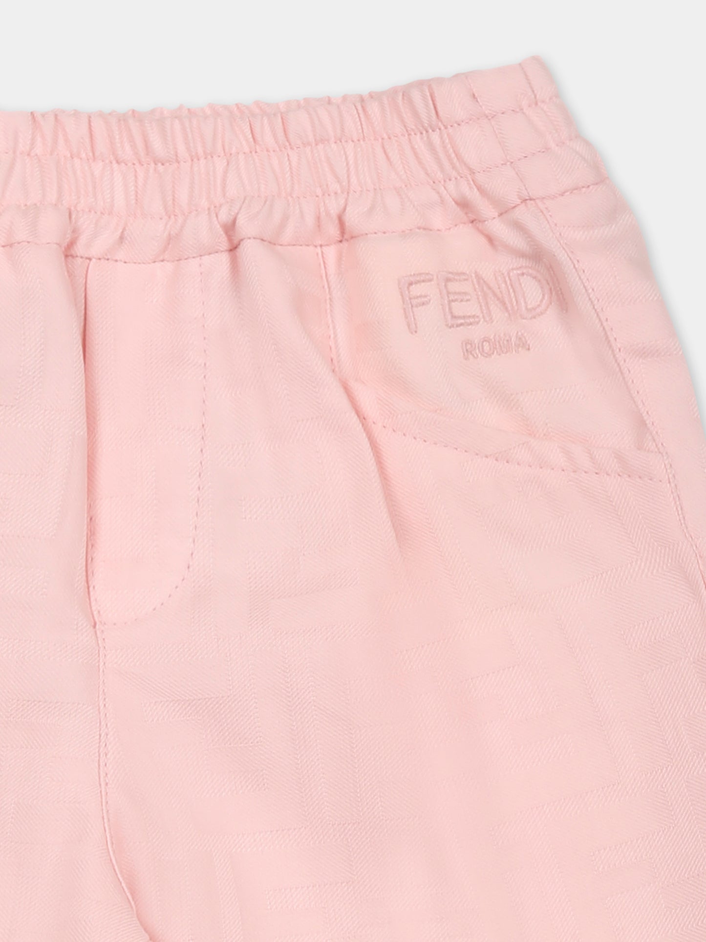 Pink trousers for baby girl with FF