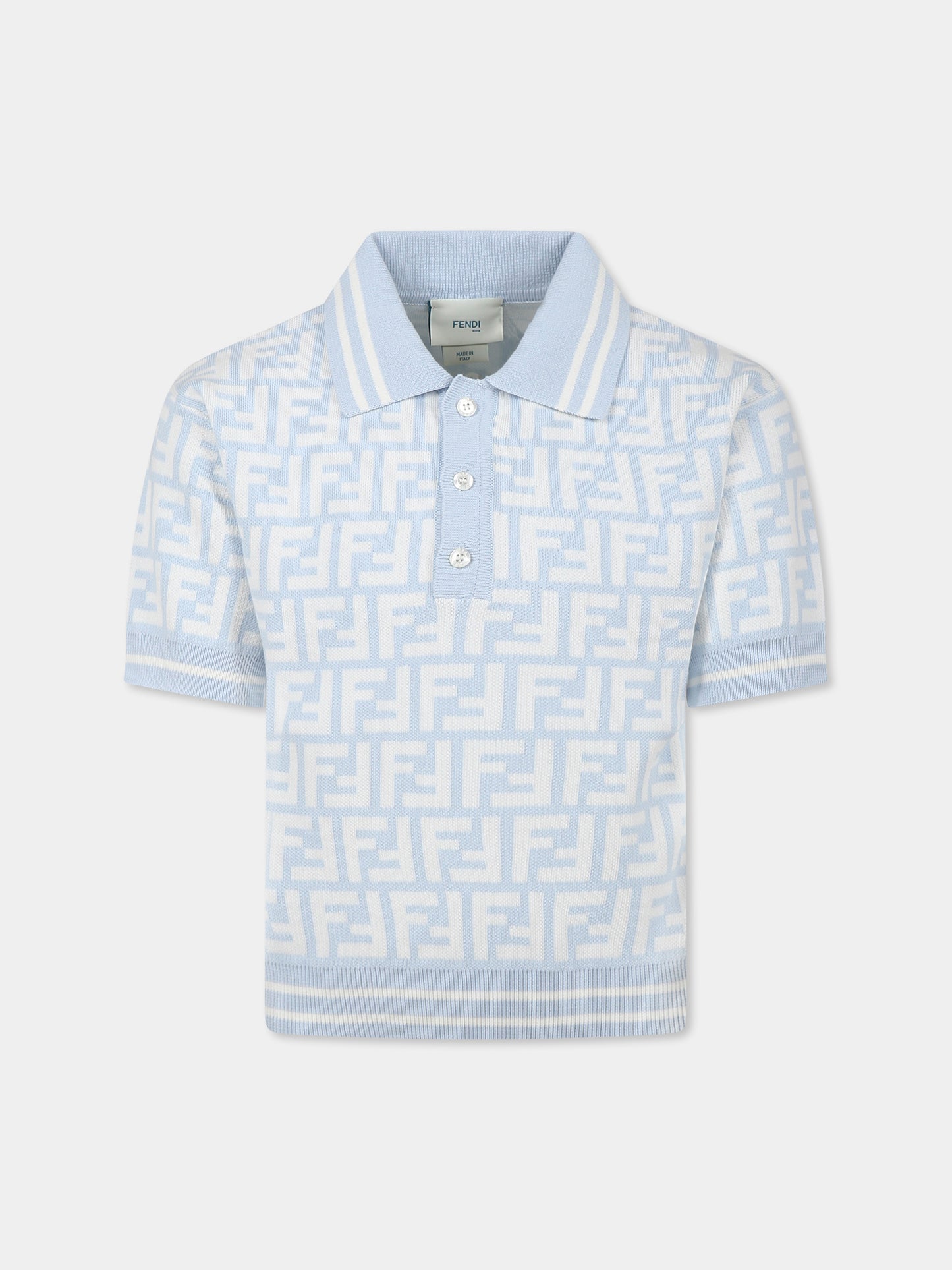 Light blue polo shirt for boy with FF