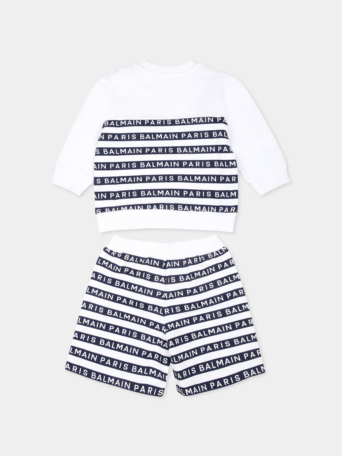Completo bianco per neonato con logo,Balmain Kids,BU3560 Z1909 100BL