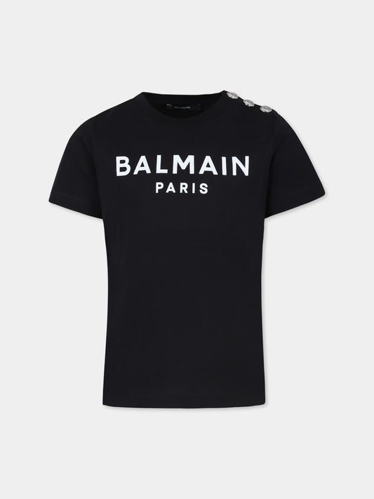 T-shirt bianca per bambini con logo,Balmain Kids,BU8P21 Z1751 930BC