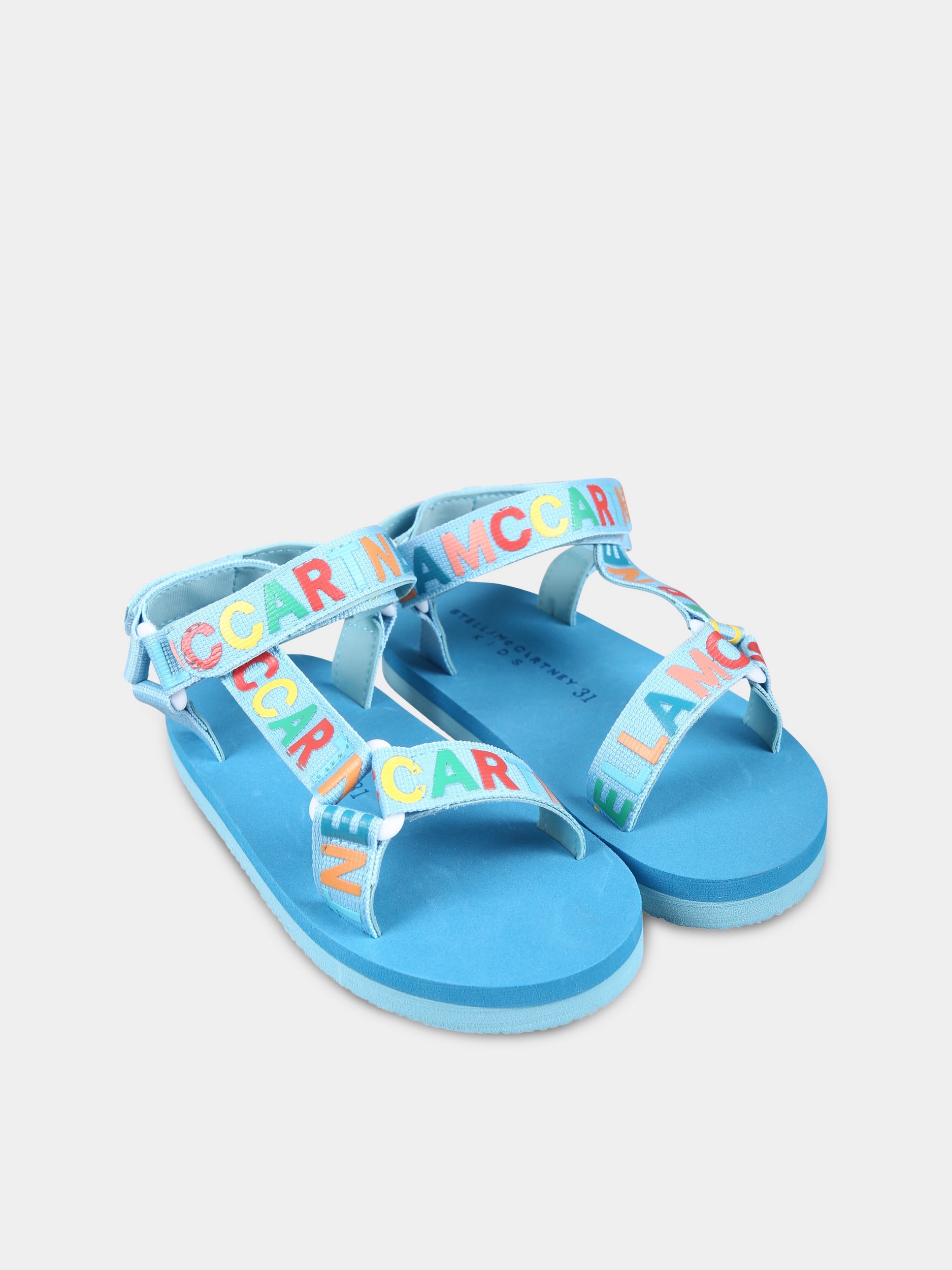 Sandali celesti per bambini con logo,Stella Mccartney Kids,TU0P76 Z1159 655