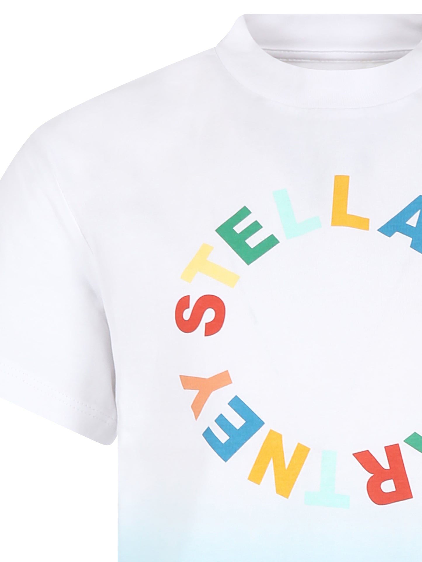 T-shirt bianca per bambina con logo multicolor,Stella Mccartney Kids,TU8P71 Z0434 999