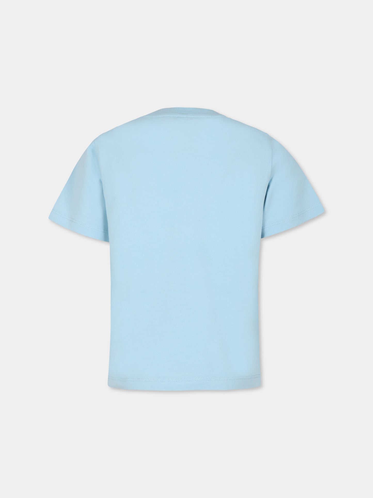 T-shirt celeste per bambino con stampa squalo,Stella Mccartney Kids,TU8S61 Z0434 682