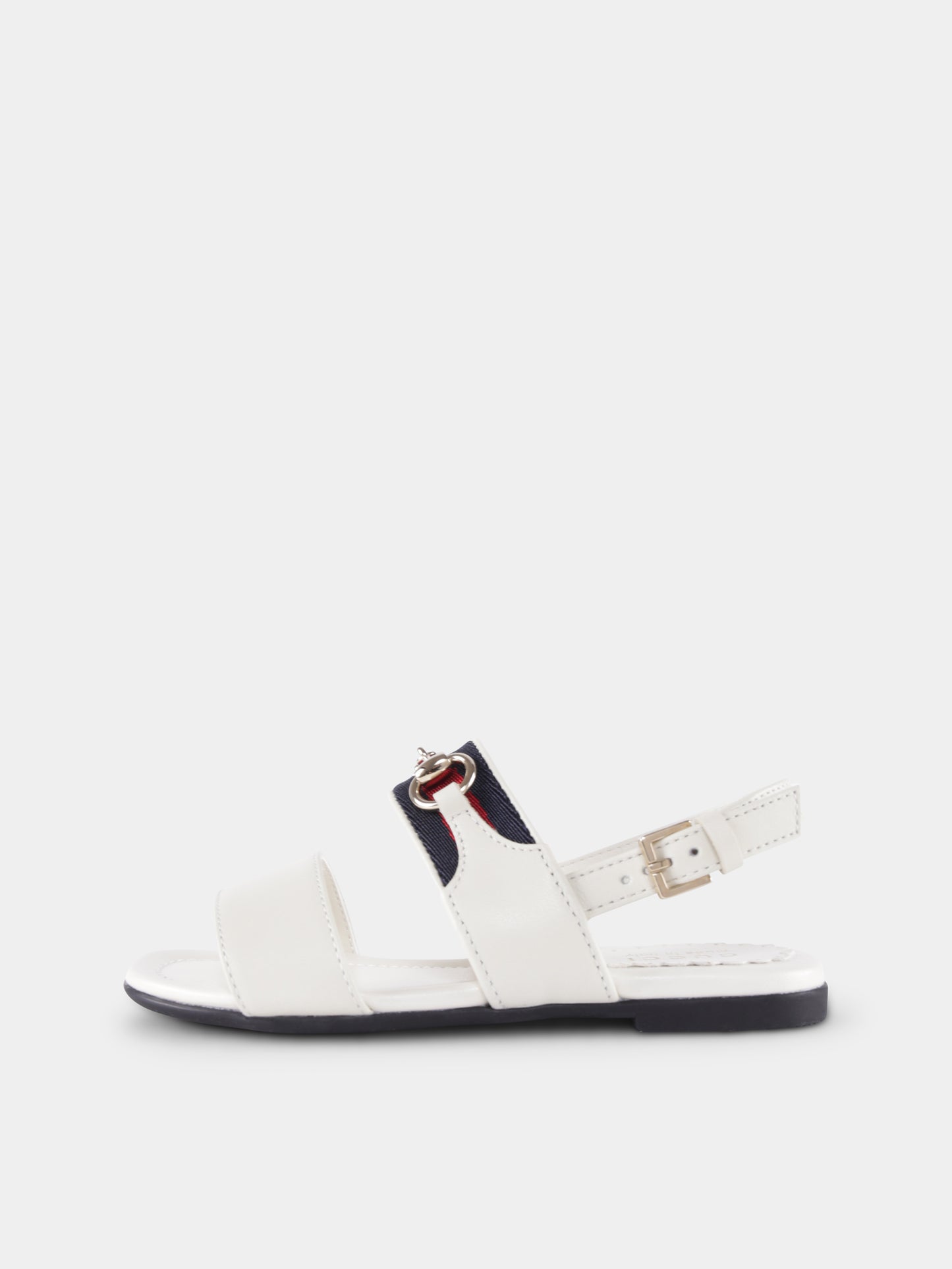 Sandali bianchi per bambina con iconico dettaglio Web,Gucci Kids,814204 AAEDL 9047