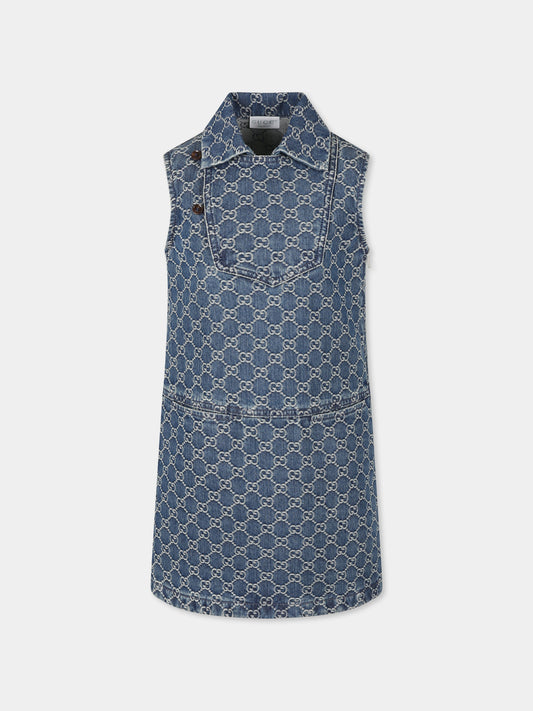 Vestito denim per bambina con GG,Gucci Kids,808299 XDC6G 4266