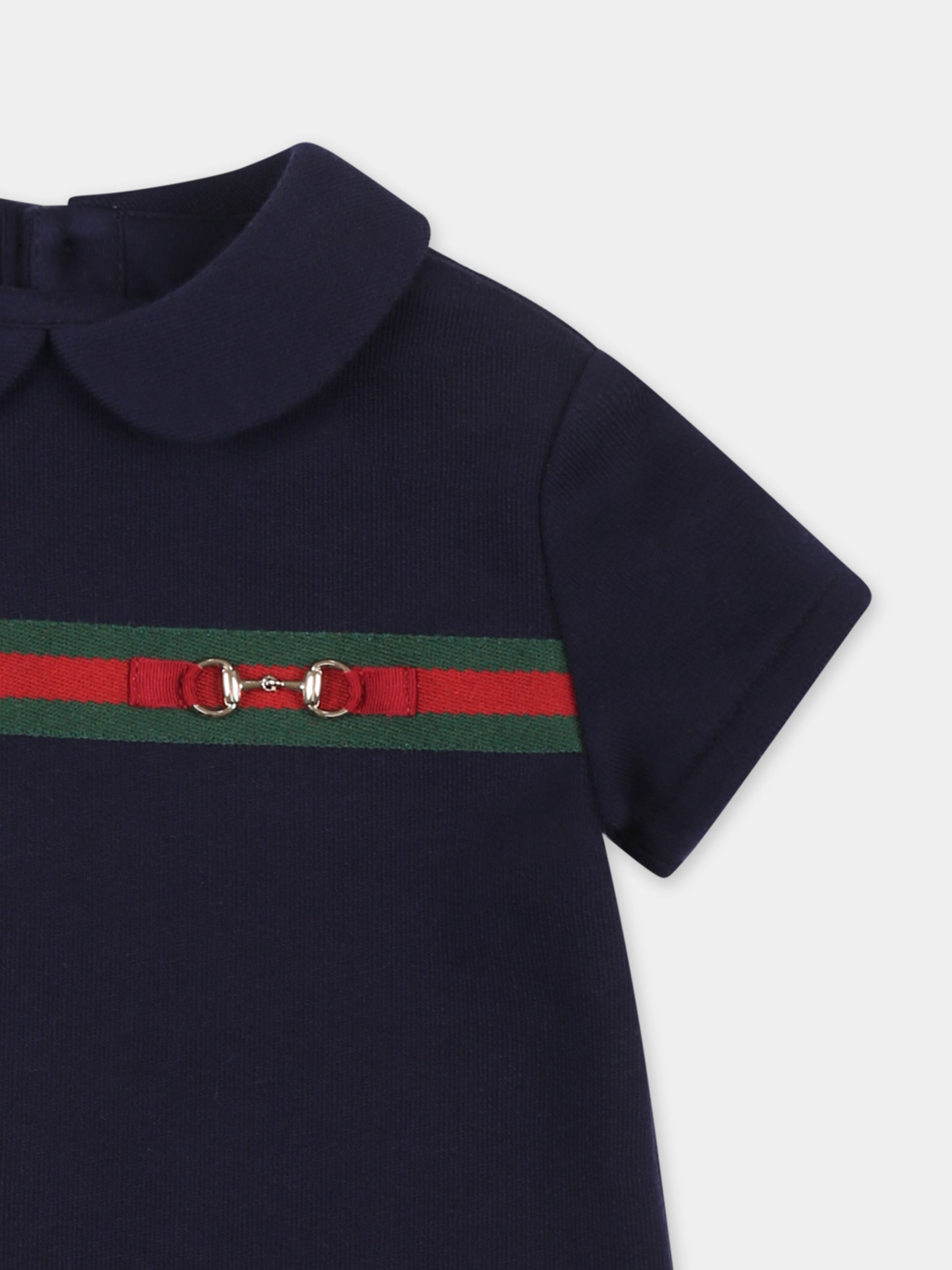 Vestito blu per neonata con morsetto,Gucci Kids,787372 XJGPC 4780