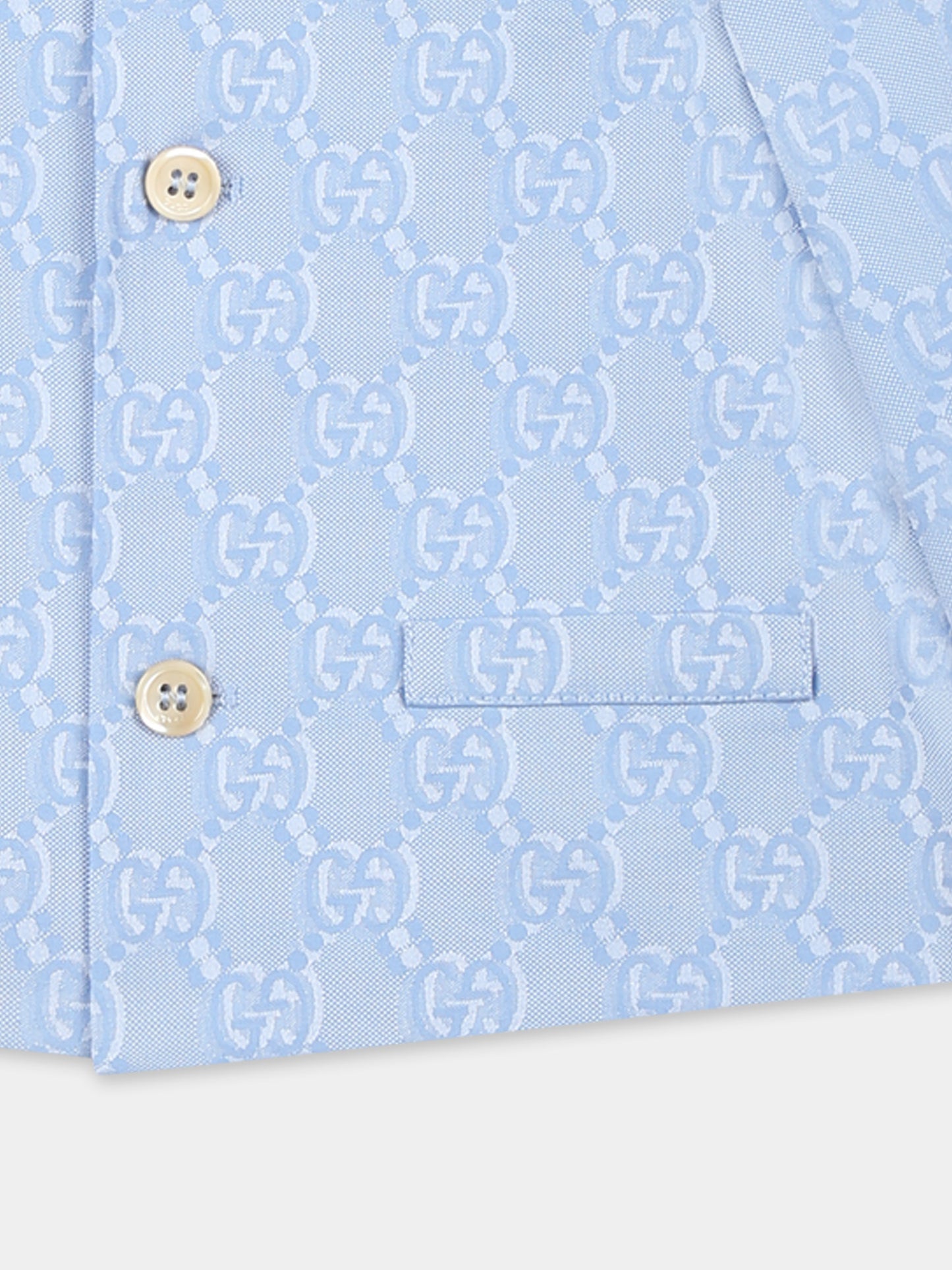 Giacca celeste per neonato con GG,Gucci Kids,804408 XWA3I 4903