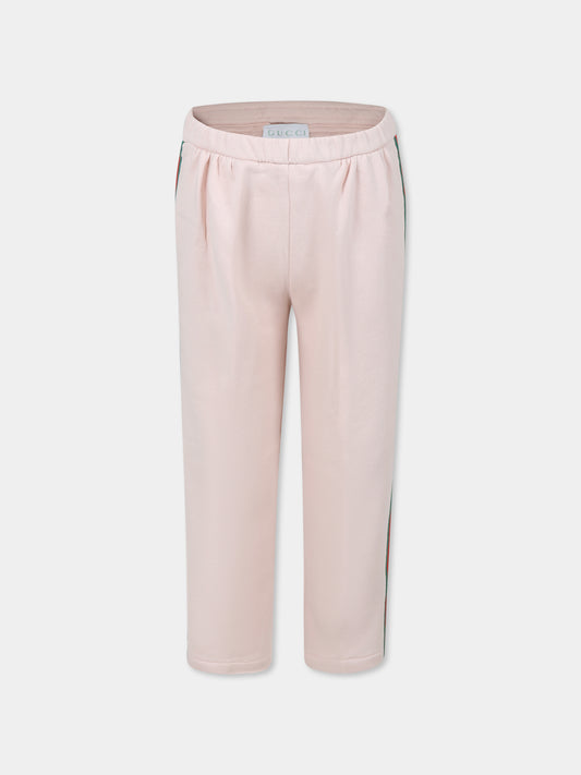 Pantaloni rosa per bambina con dettaglio Web,Gucci Kids,808722 XJG0N 6341