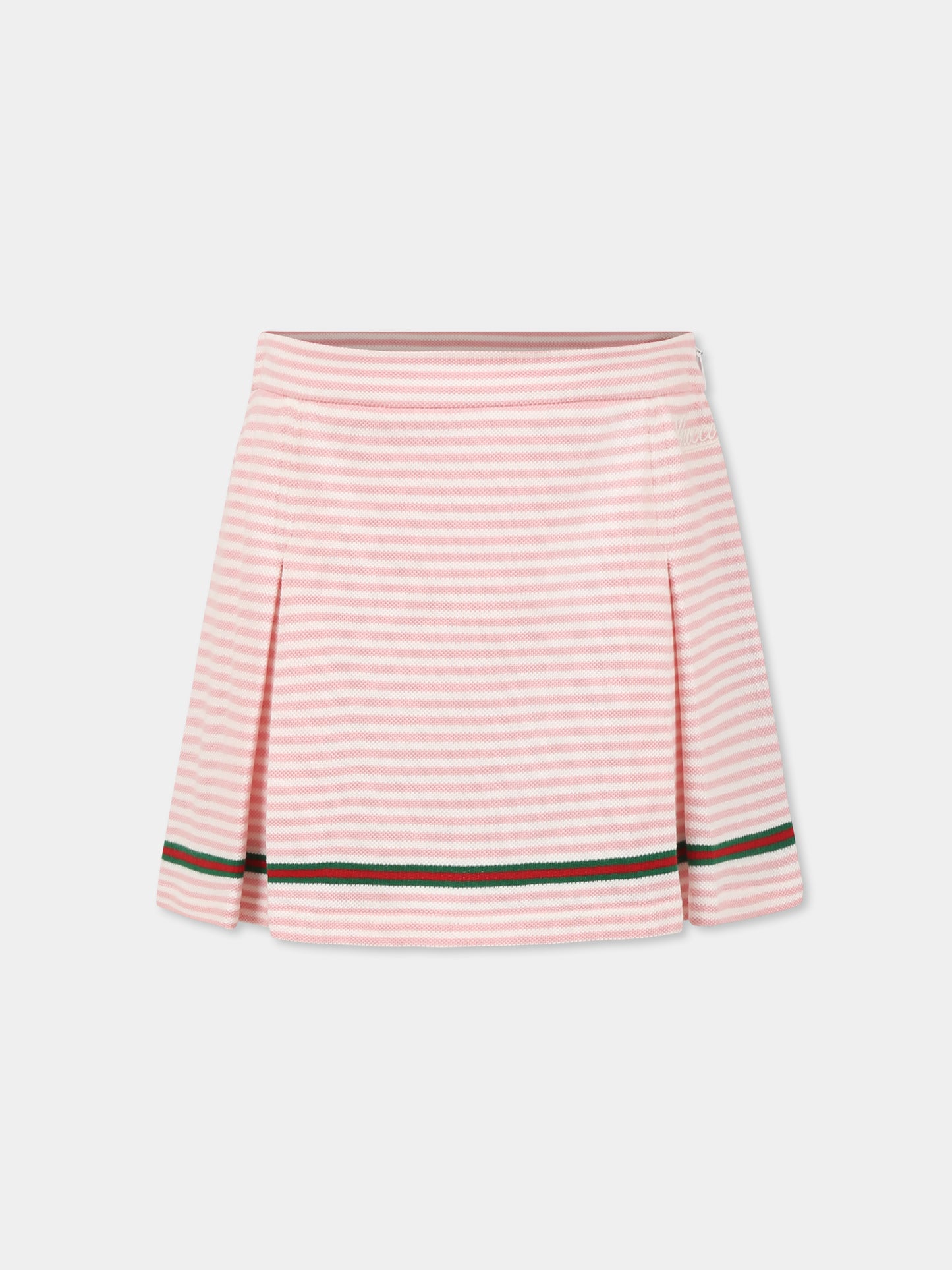 Gonna rosa per bambina con dettaglio Web,Gucci Kids,812433 XJGZ2 9025