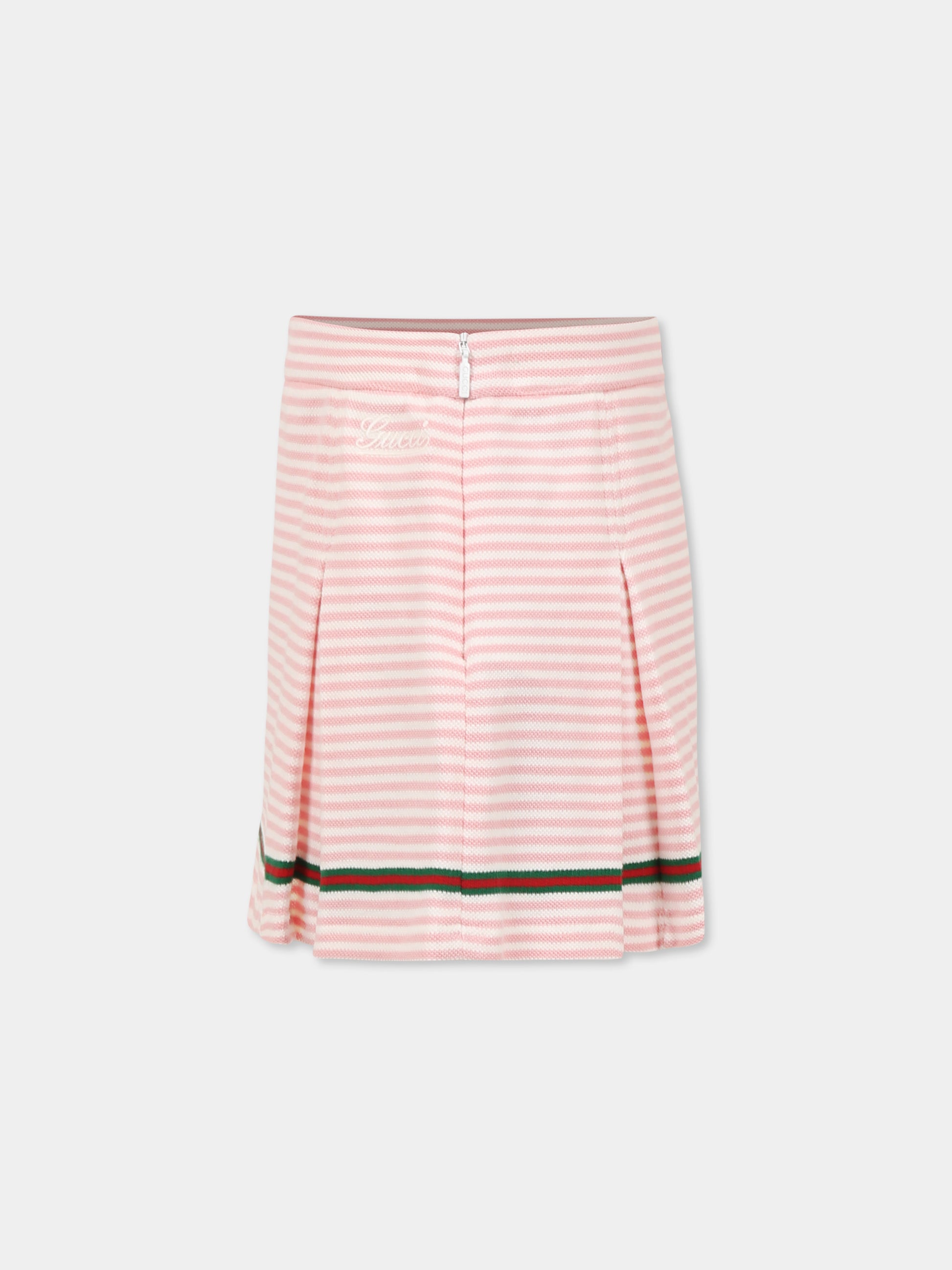 Gonna rosa per bambina con dettaglio Web,Gucci Kids,812433 XJGZ2 9025