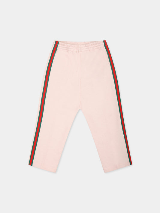 Pink sweatpants for baby girl with logo