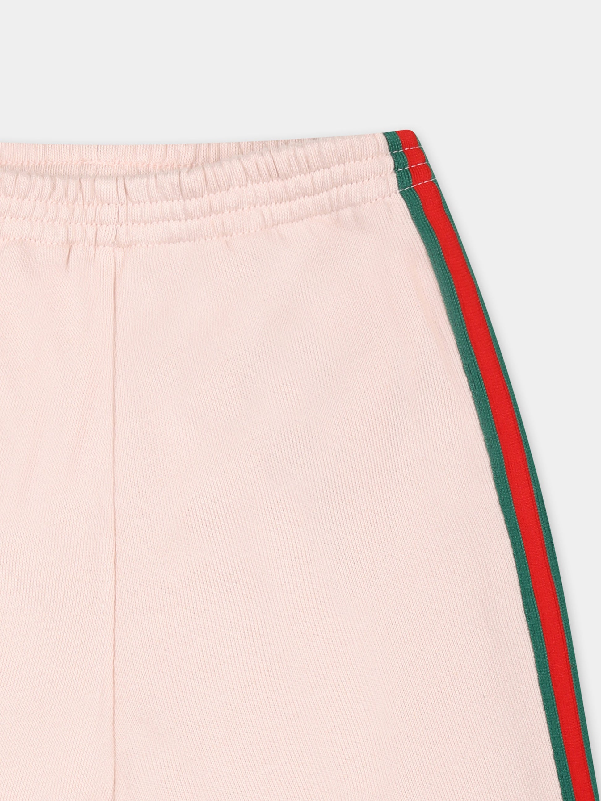 Pantaloni rosa per neonata con dettaglio Web,Gucci Kids,820156 XJG0N 6341