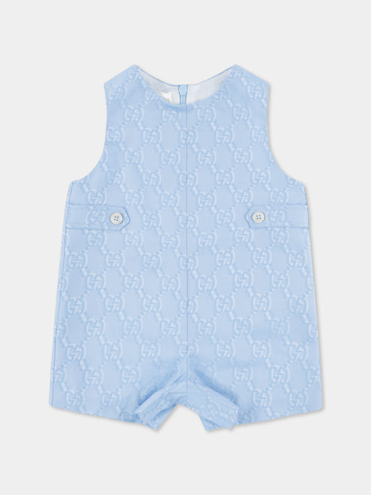 Light blue romper for baby boy with GG
