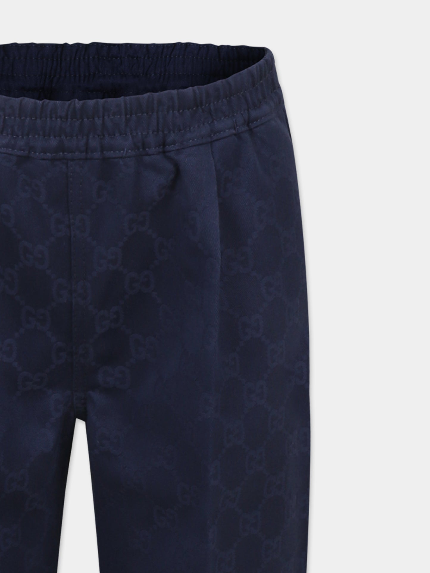 Pantaloni blu per bambino con dettaglio Web,Gucci Kids,804419 XWA3G 4843