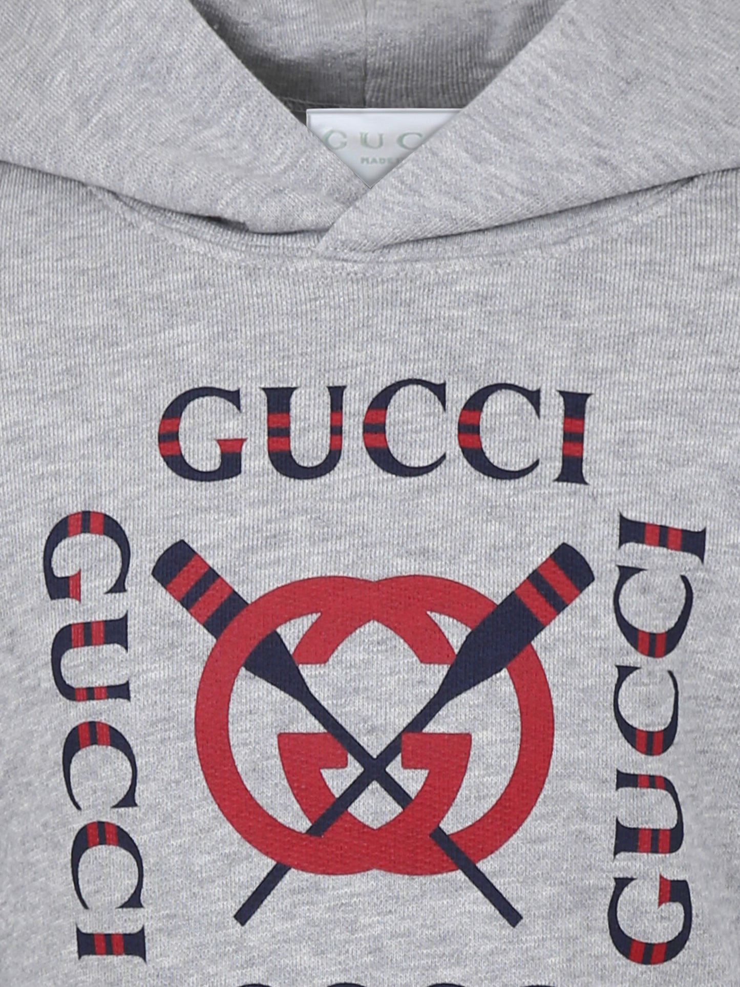 Felpa grigia per bambino con logo rosso e blu,Gucci Kids,771624 XJGZD 1151