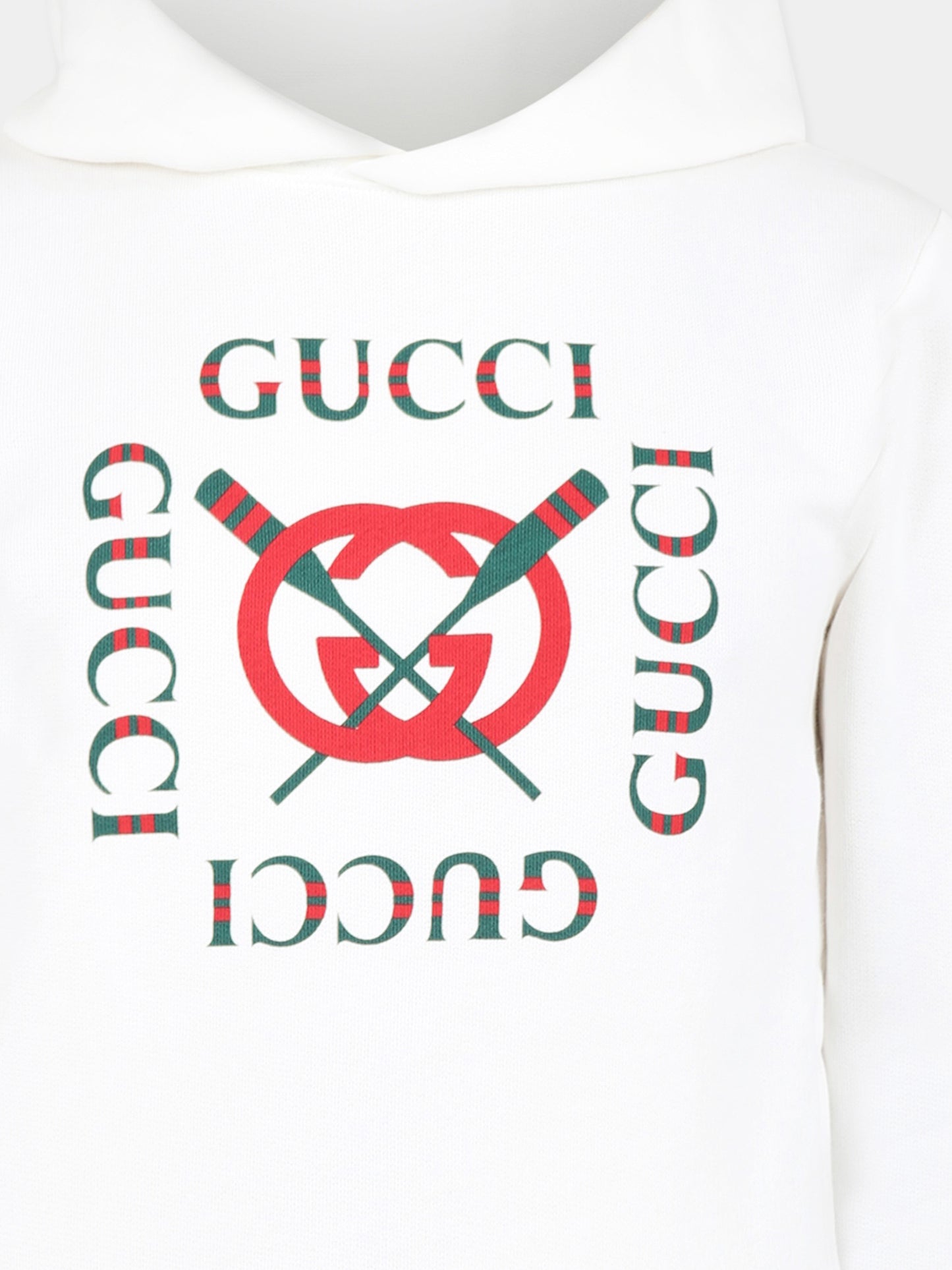 Felpa bianca per bambino con logo e remi,Gucci Kids,771624 XJGZD 9214