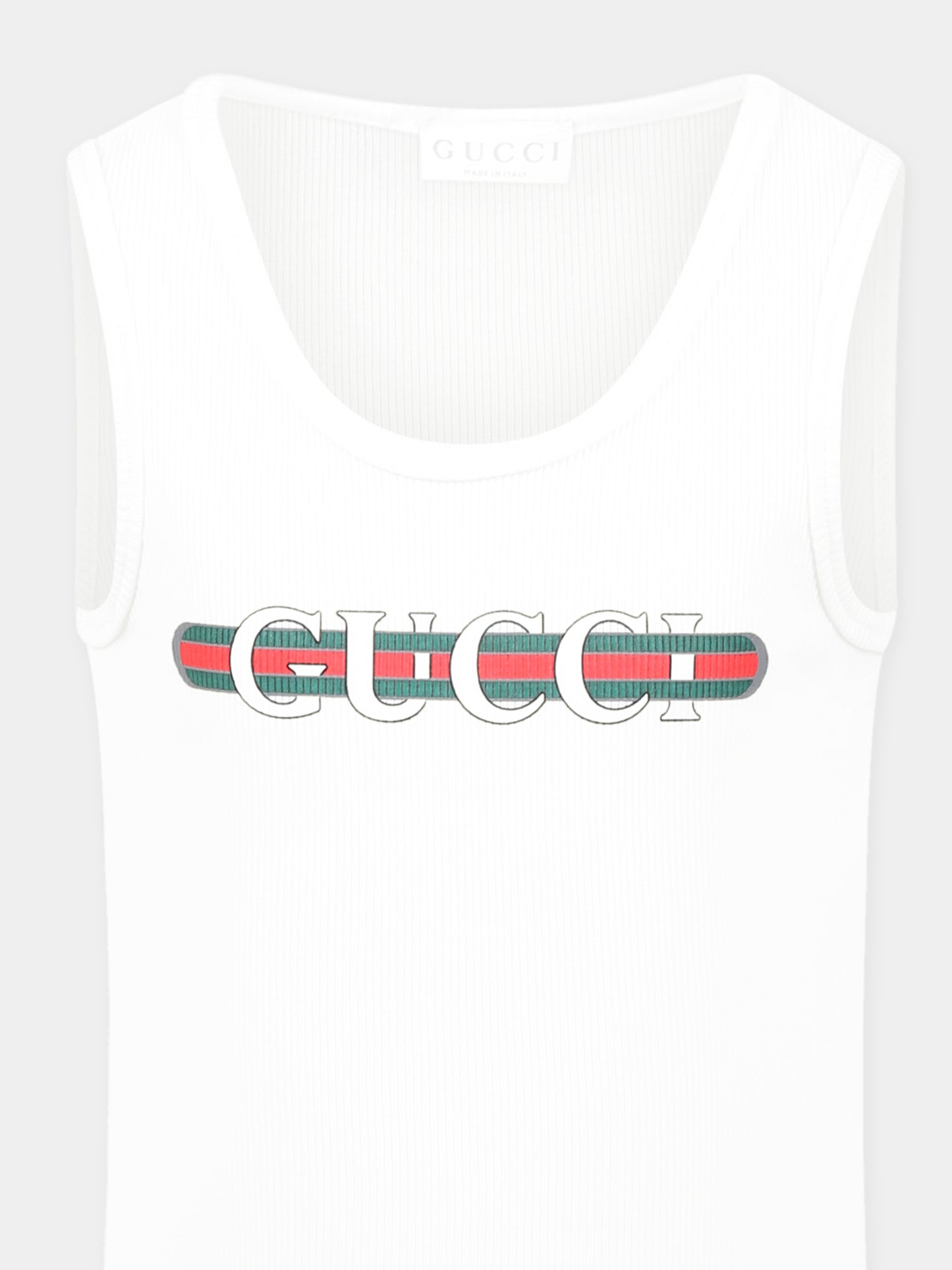 Canotta bianca per bambini con logo,Gucci Kids,808717 XJG0X 9214