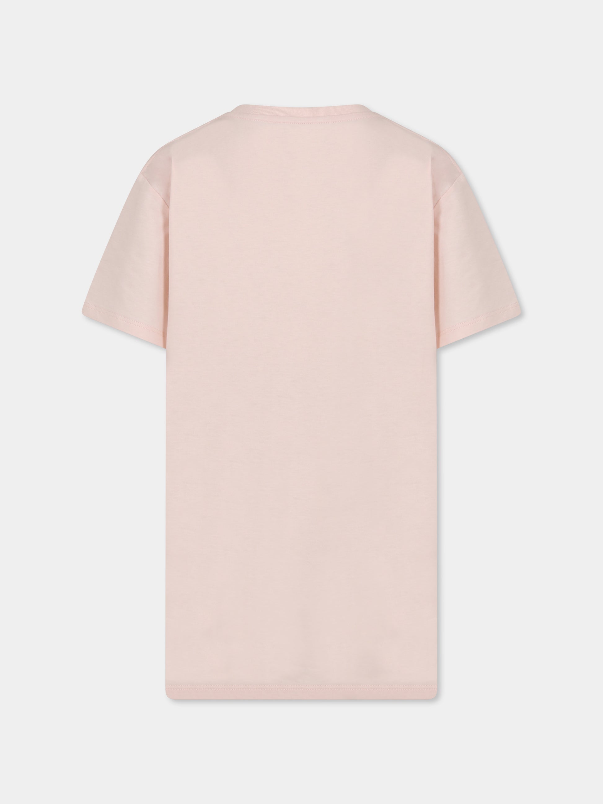 T-shirt rosa per bambina con incrocio GG e fiocco Web,Gucci Kids,610190 XJG0K 6341