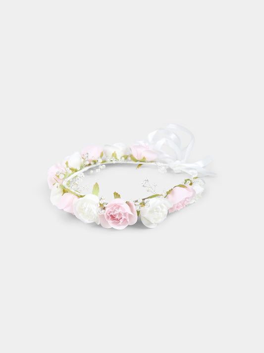 White headband for girl with flowers