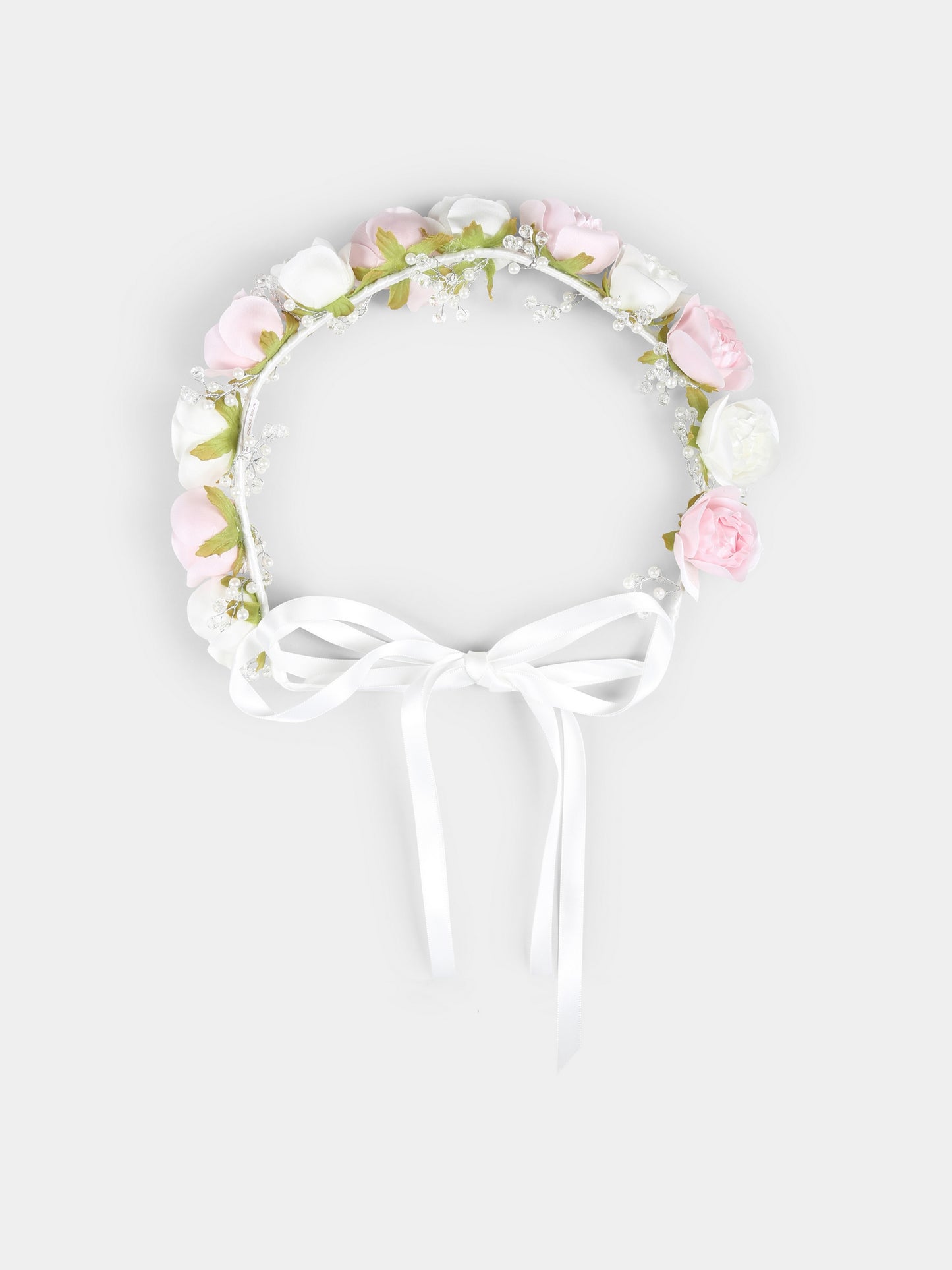 White headband for girl with flowers