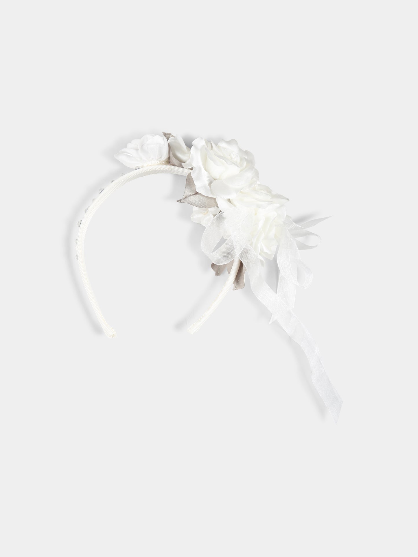 White headband for girl with flowers