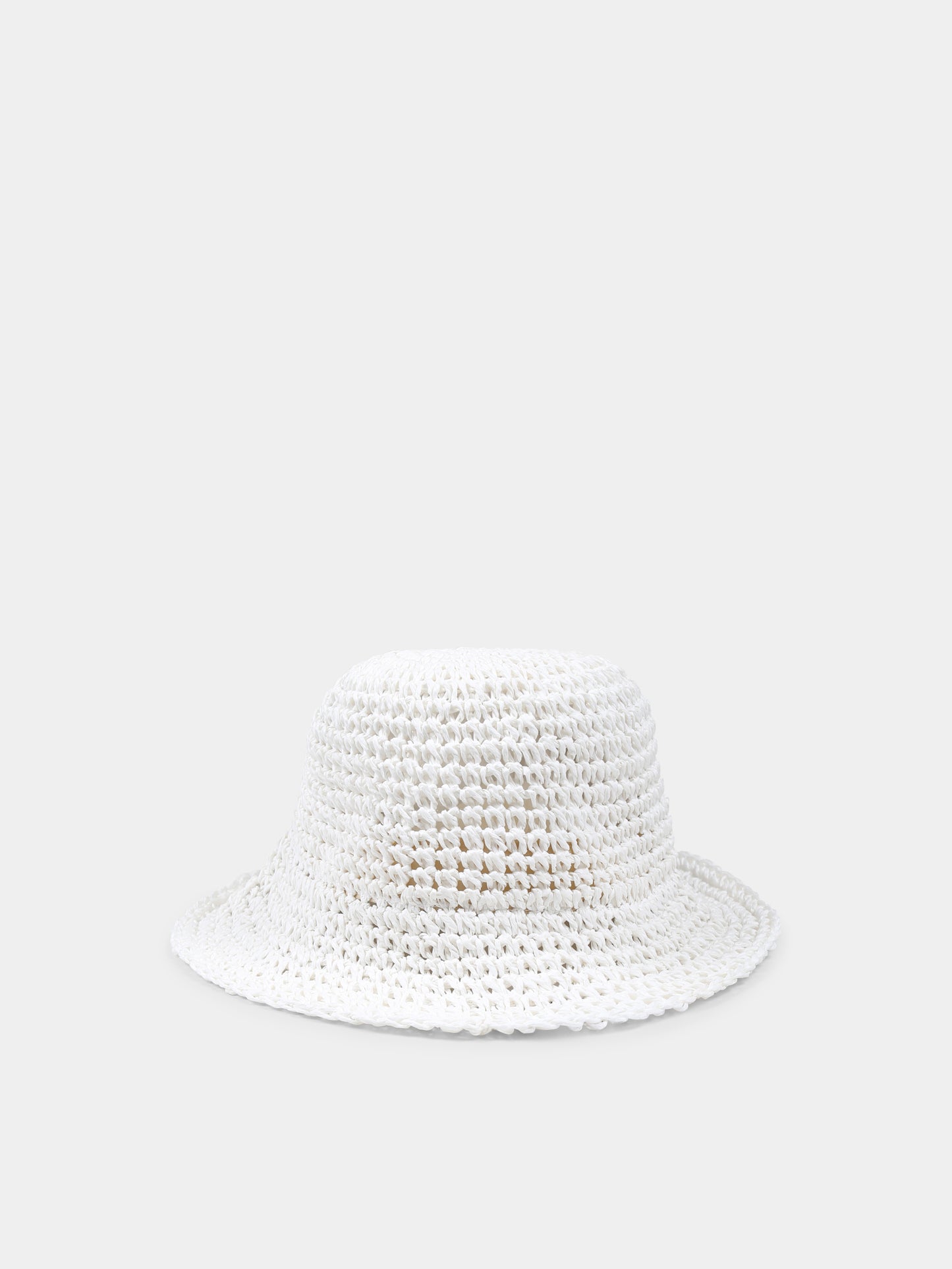 Cappello di paglia bianco per bambina con cuori,Monnalisa,19E071 5097 9956