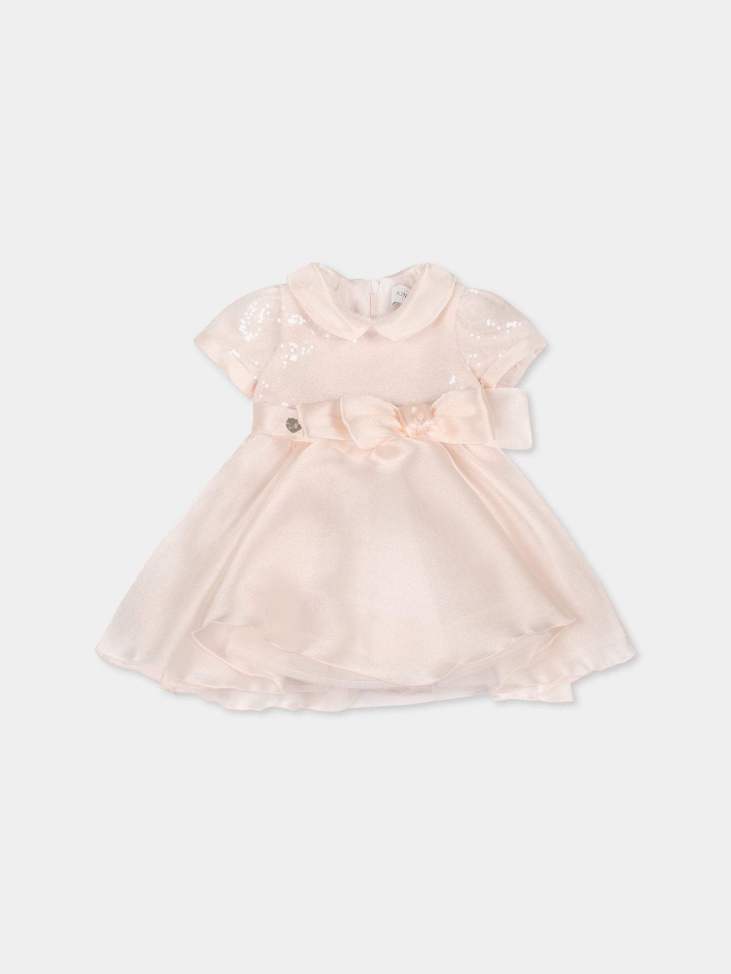 Pink dress for baby girl with bow