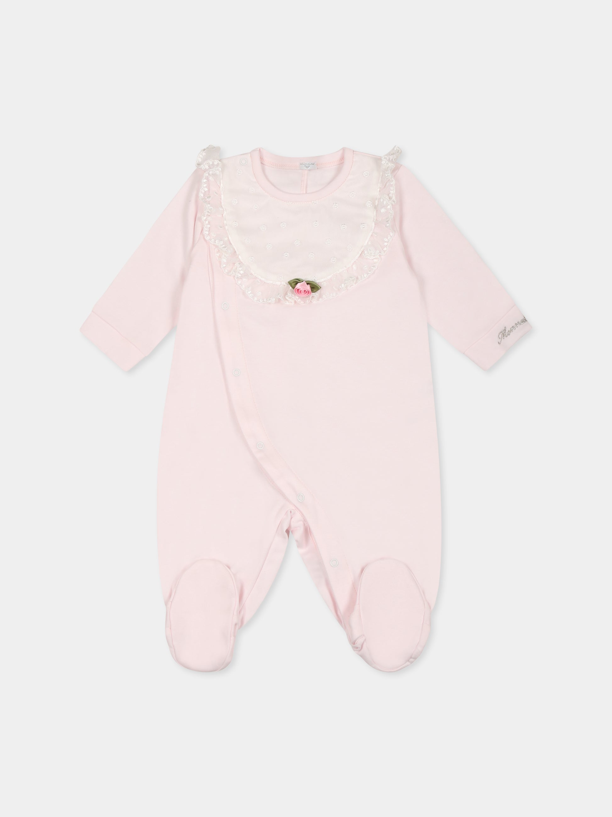 Tutina rosa per neonata con logo,Monnalisa,35E220 5205 0091