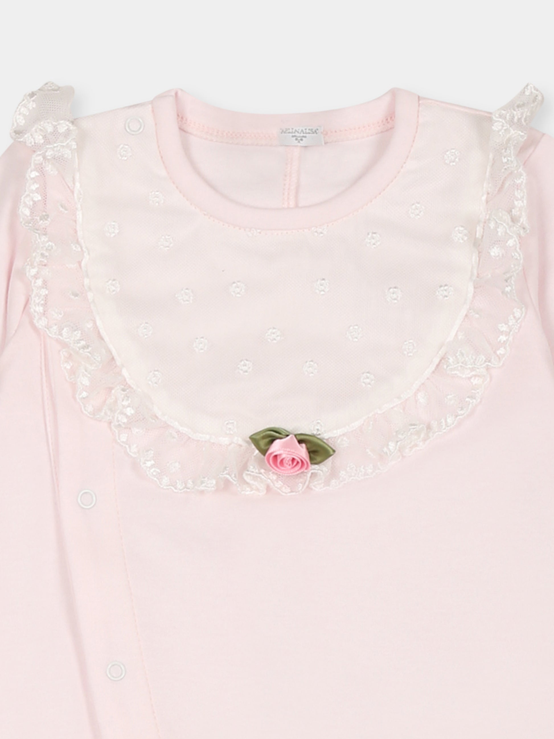 Tutina rosa per neonata con logo,Monnalisa,35E220 5205 0091