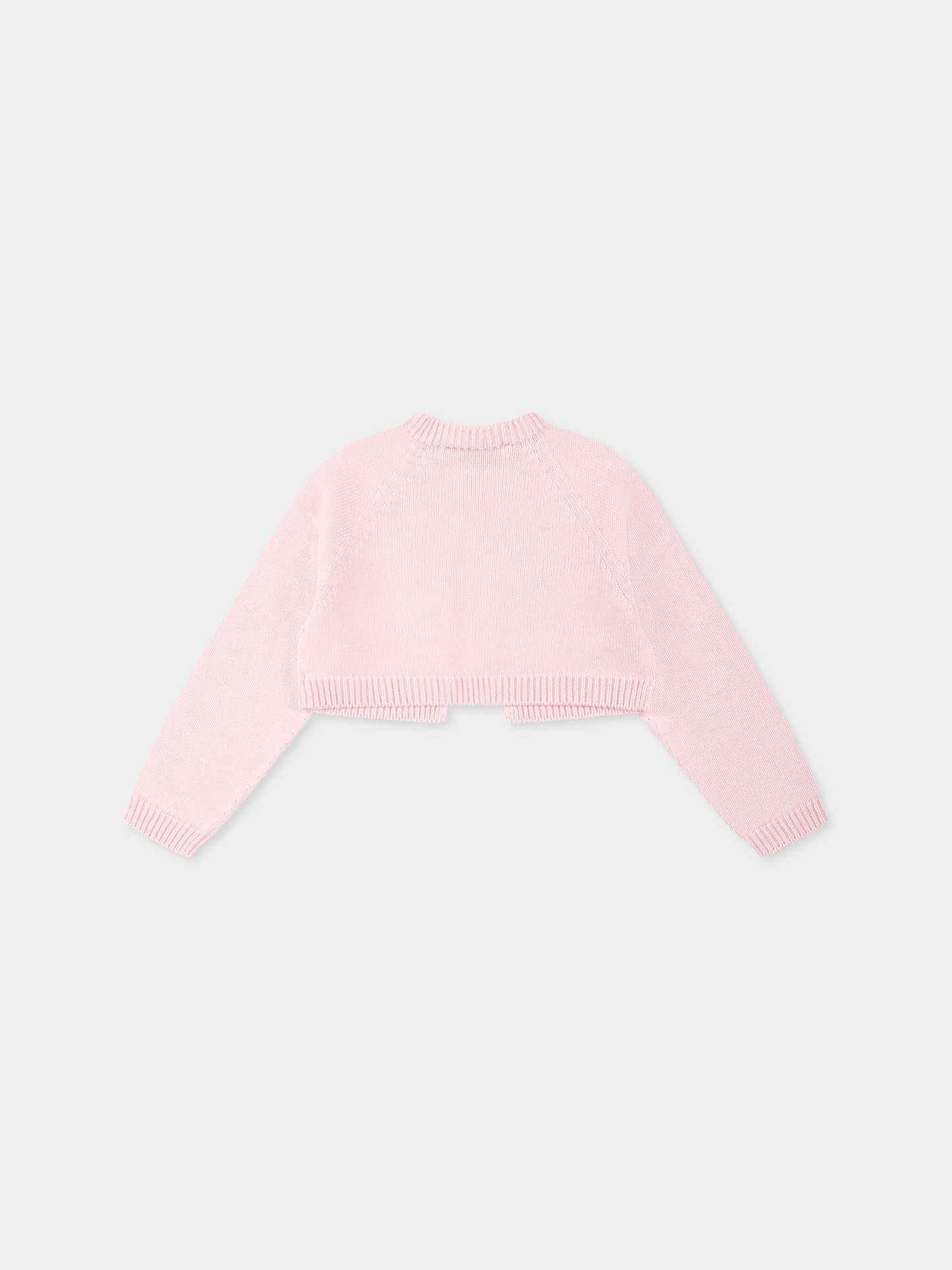 Cardigan rosa per neonata con logo,Monnalisa,37E800 5060 0090