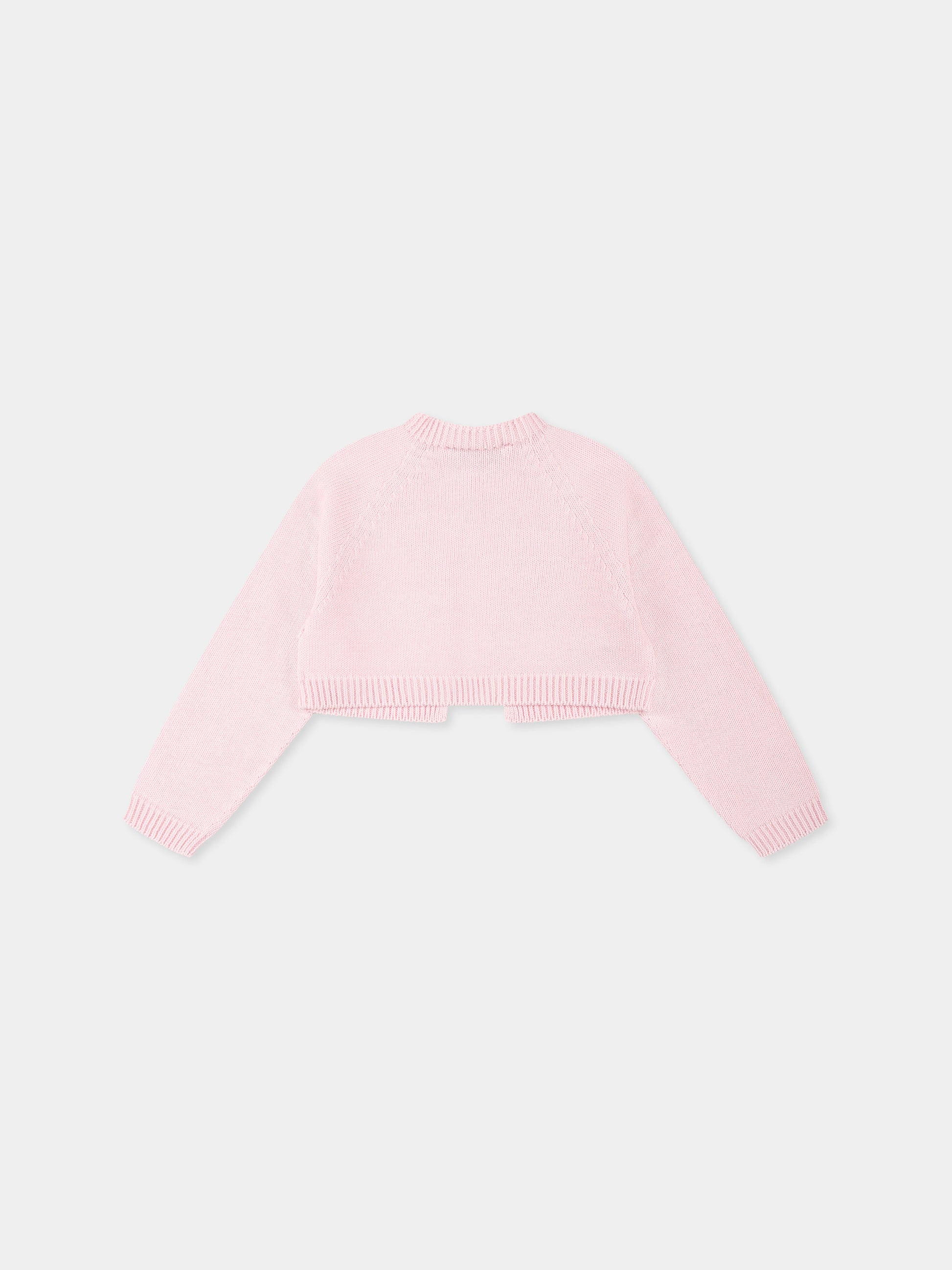 Cardigan rosa per neonata con logo,Monnalisa,37E800 5060 0090