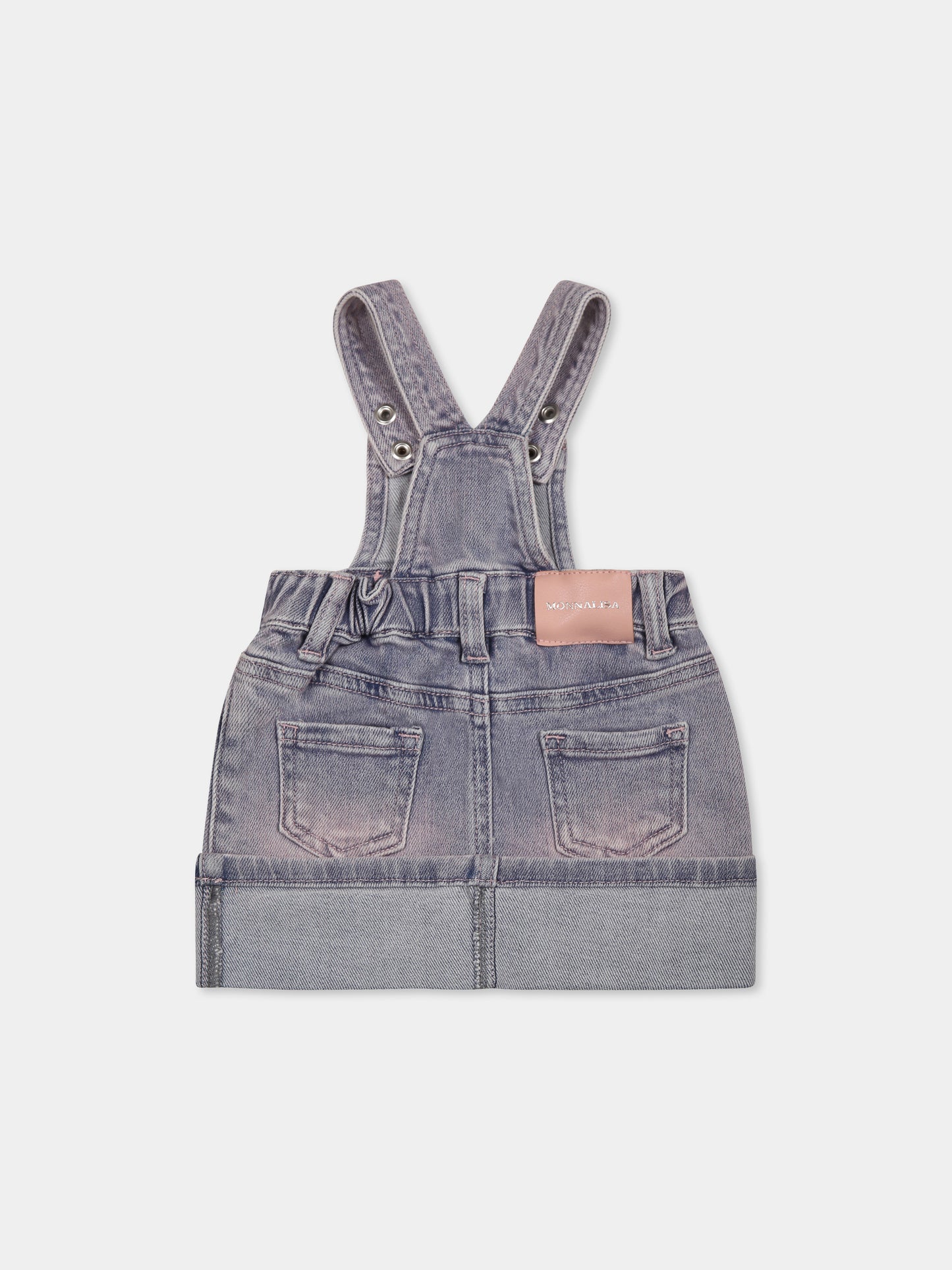 Denim  dungarees for baby girl with roses