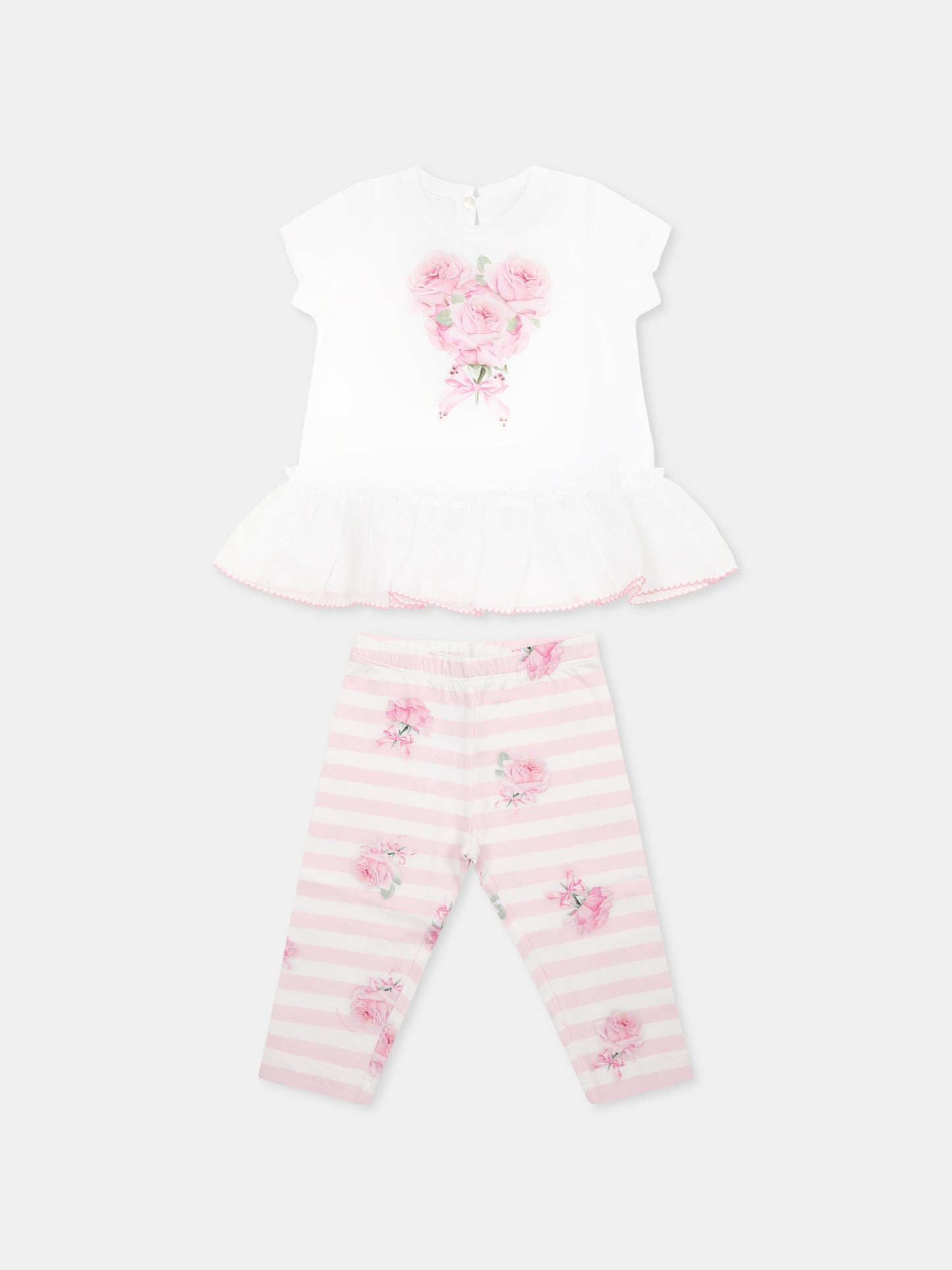 White suit for baby girl with rose