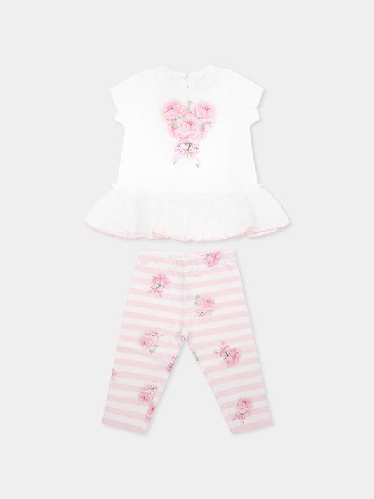 White suit for baby girl with rose