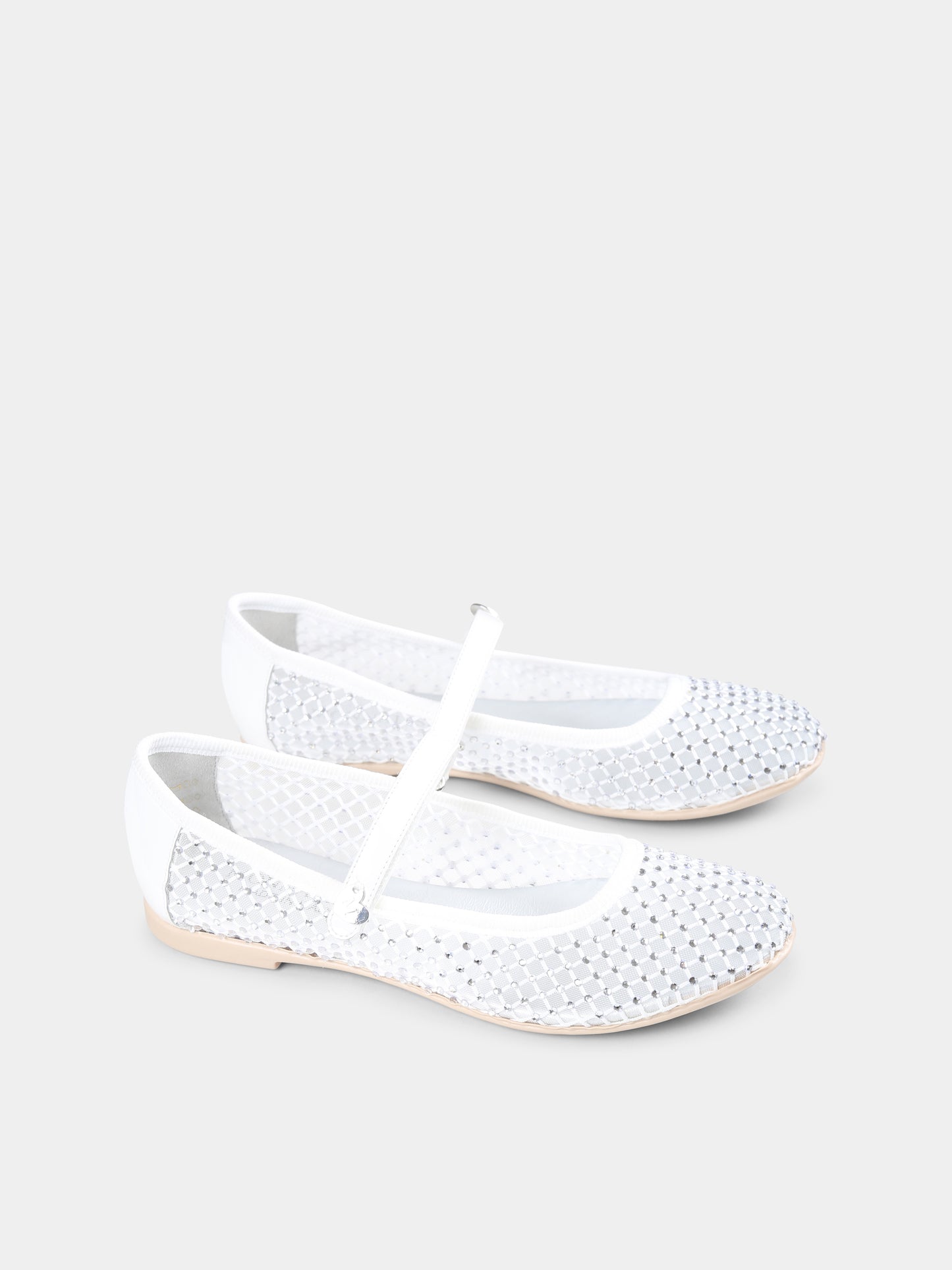 Ballerine bianche per bambina con strass,Monnalisa,87E003 5724 0001