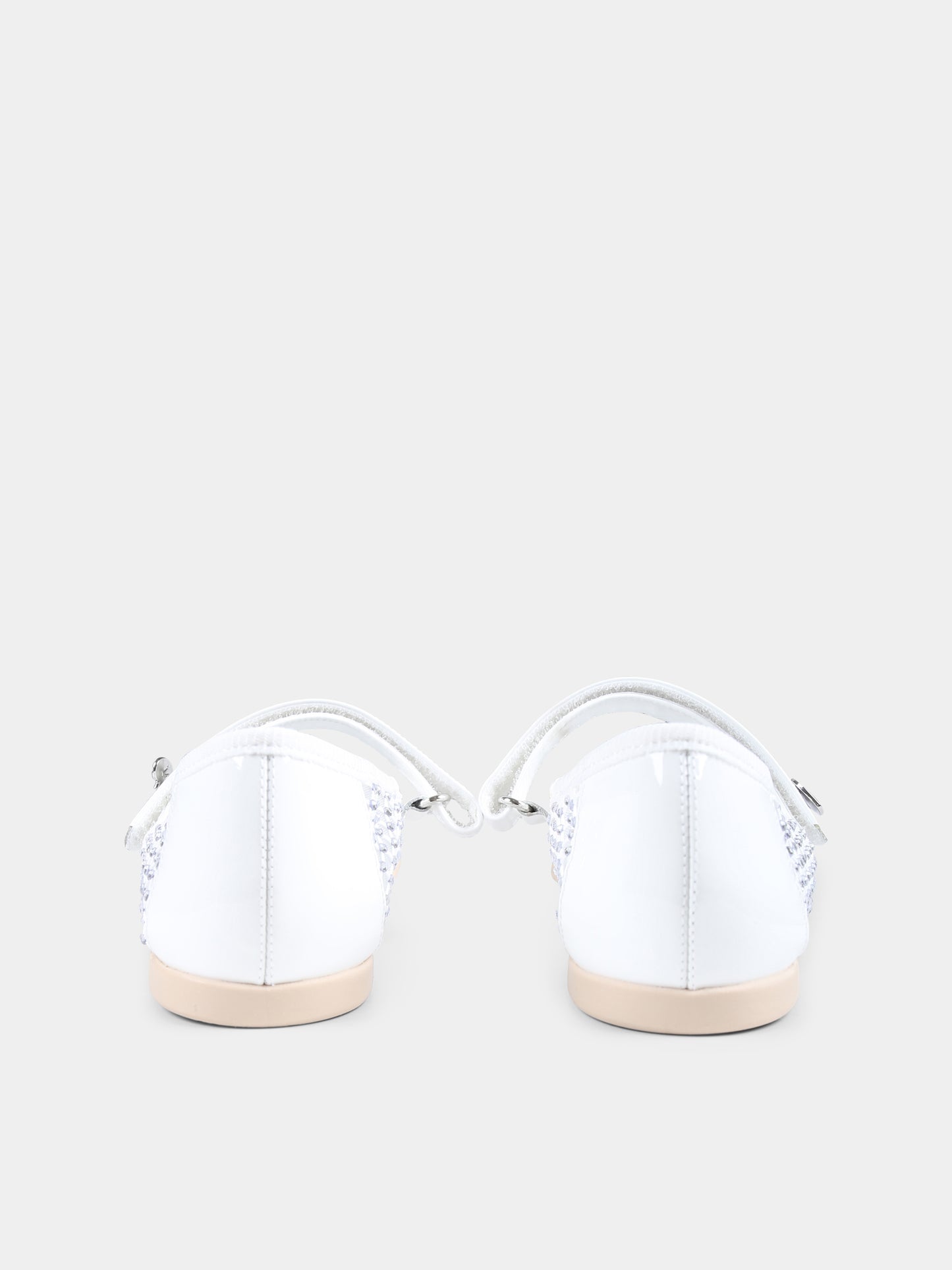 Ballerine bianche per bambina con strass,Monnalisa,87E003 5724 0001