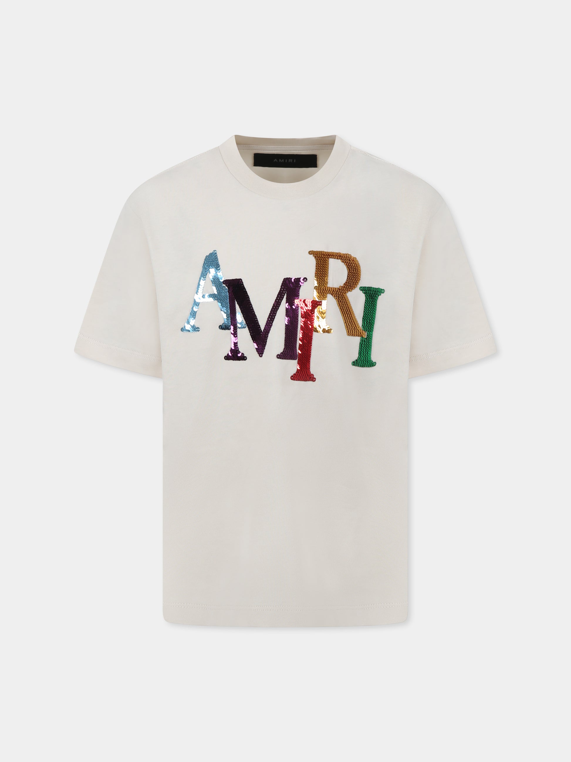 T-shirt avorio per bambini con logo,Amiri,AKJYTE1019 ALABASTER