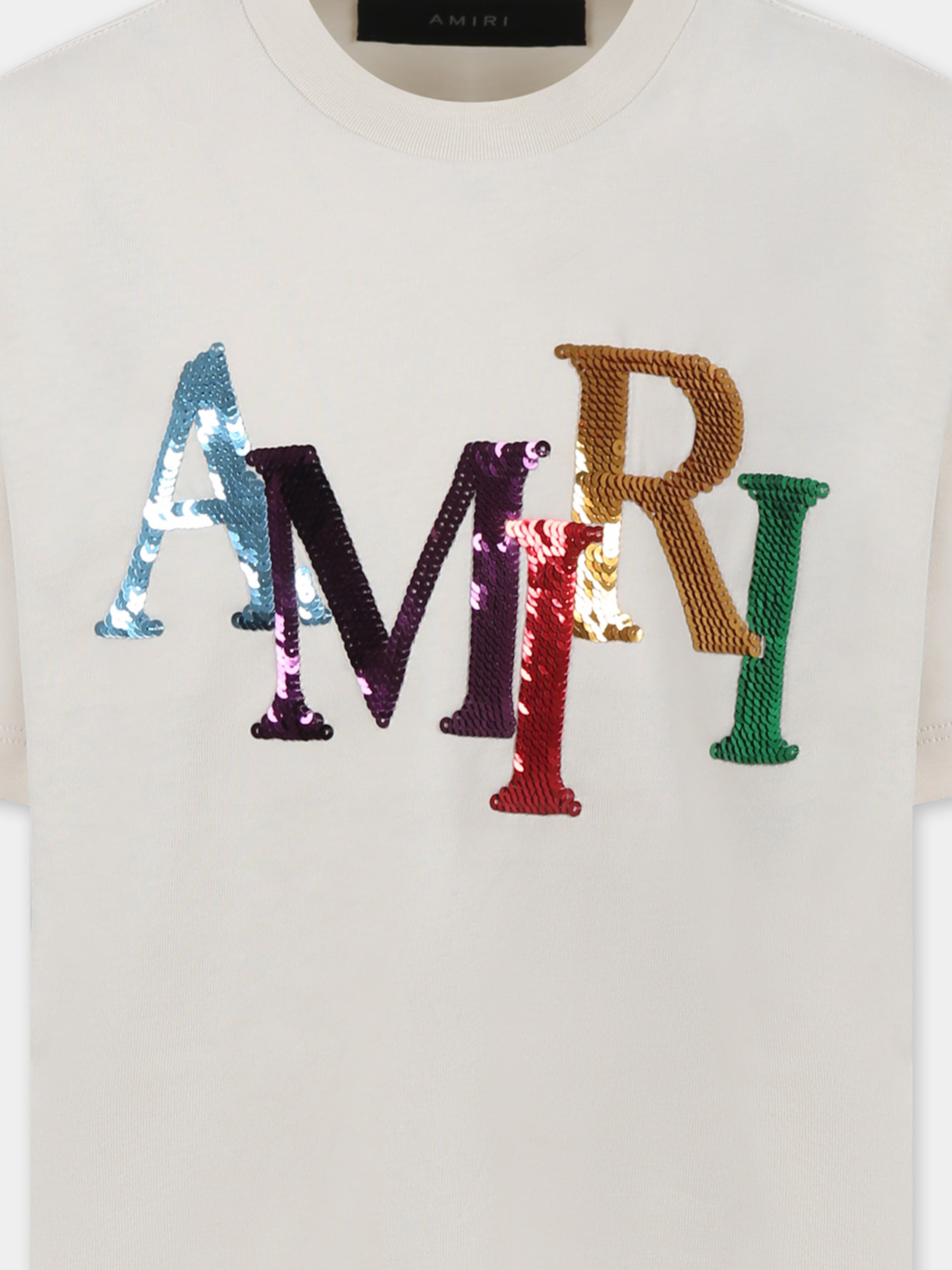 T-shirt avorio per bambini con logo,Amiri,AKJYTE1019 ALABASTER