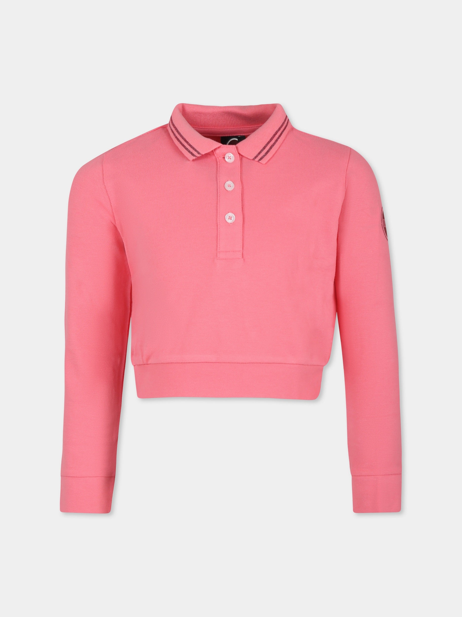 Polo crop rosa per bambina con logo,Colmar Originals Kids,3508 4SH 651