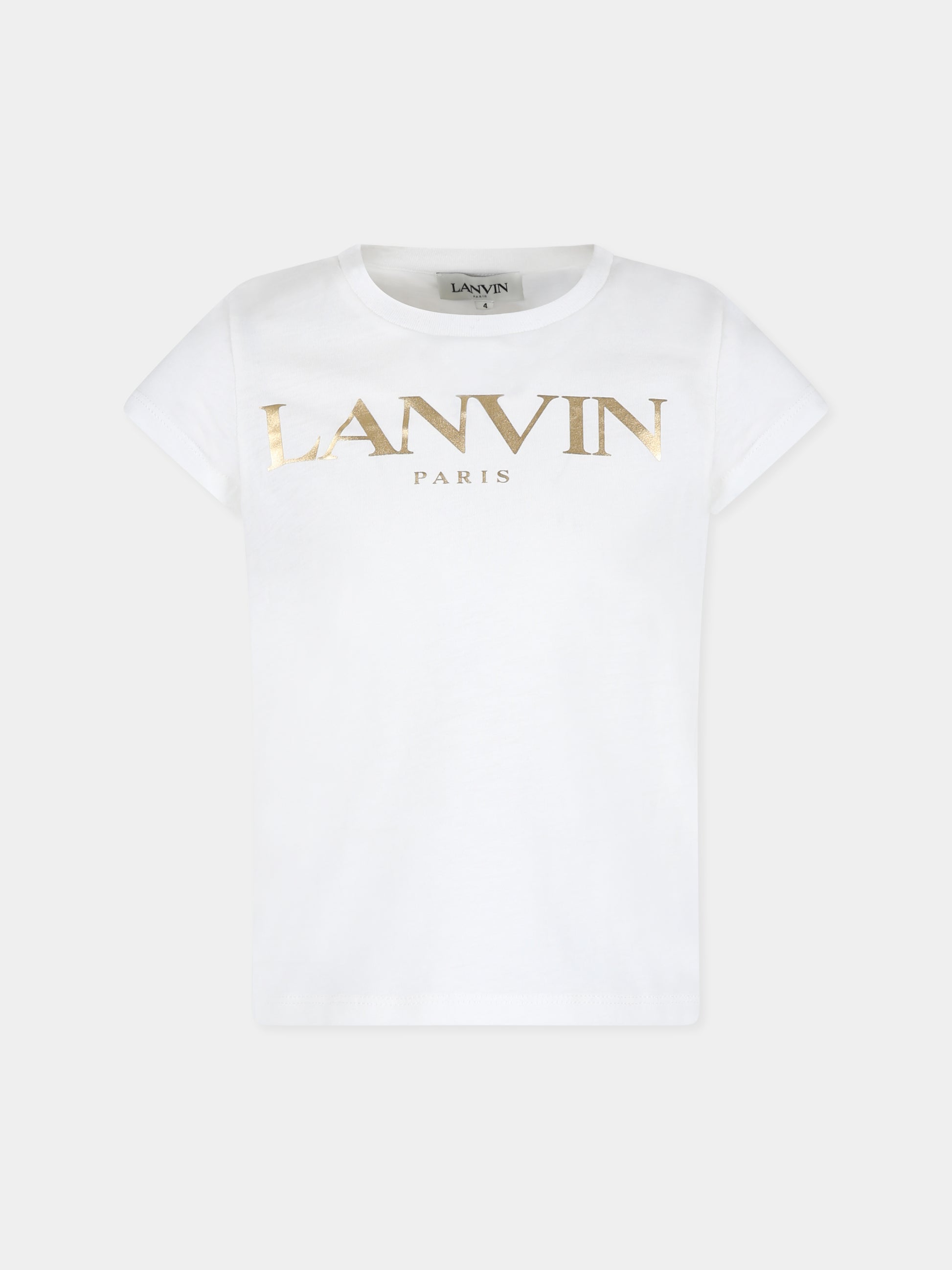 T-shirt bianca per bambina con logo,Lanvin Petite,N15107 117