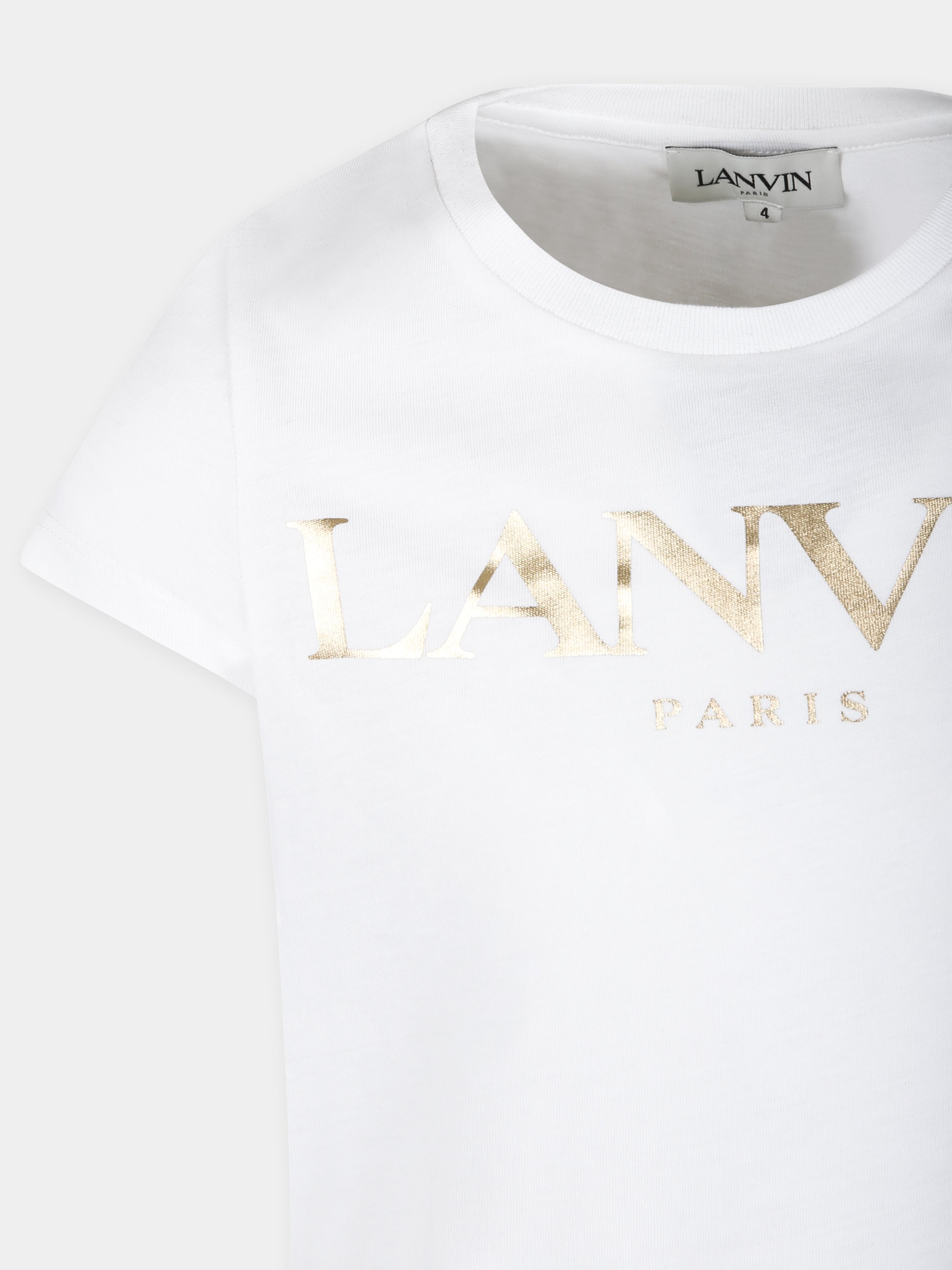 T-shirt bianca per bambina con logo,Lanvin Petite,N15107 117