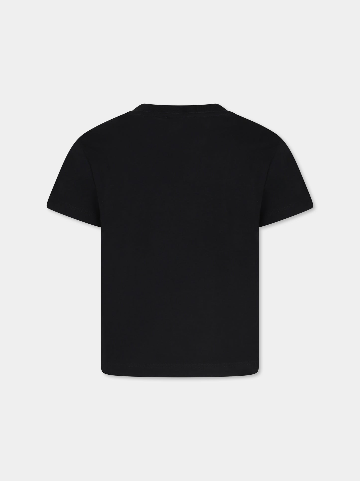 T-shirt nera per bambino con stampa leopardo e logo,Lanvin Petite,N25146 09B