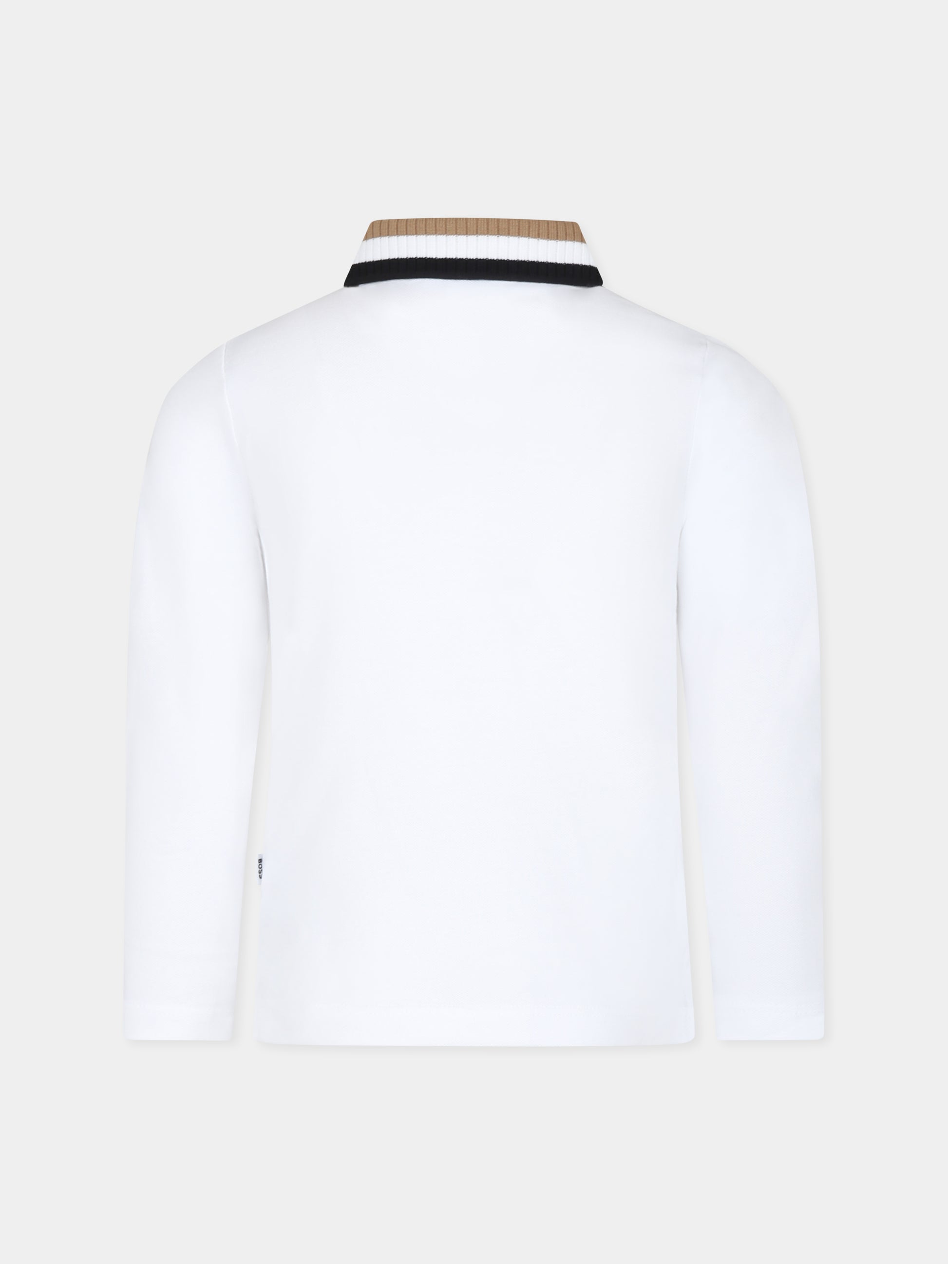 Polo bianca per bambino con logo,Boss,J25O94 10P