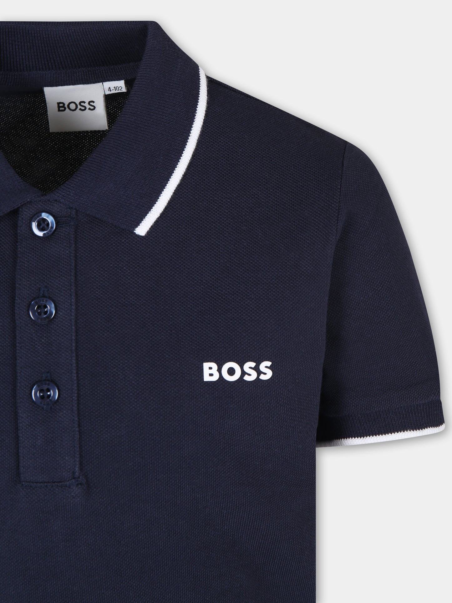 Polo blu per bambino con logo,Boss,J25P26 849