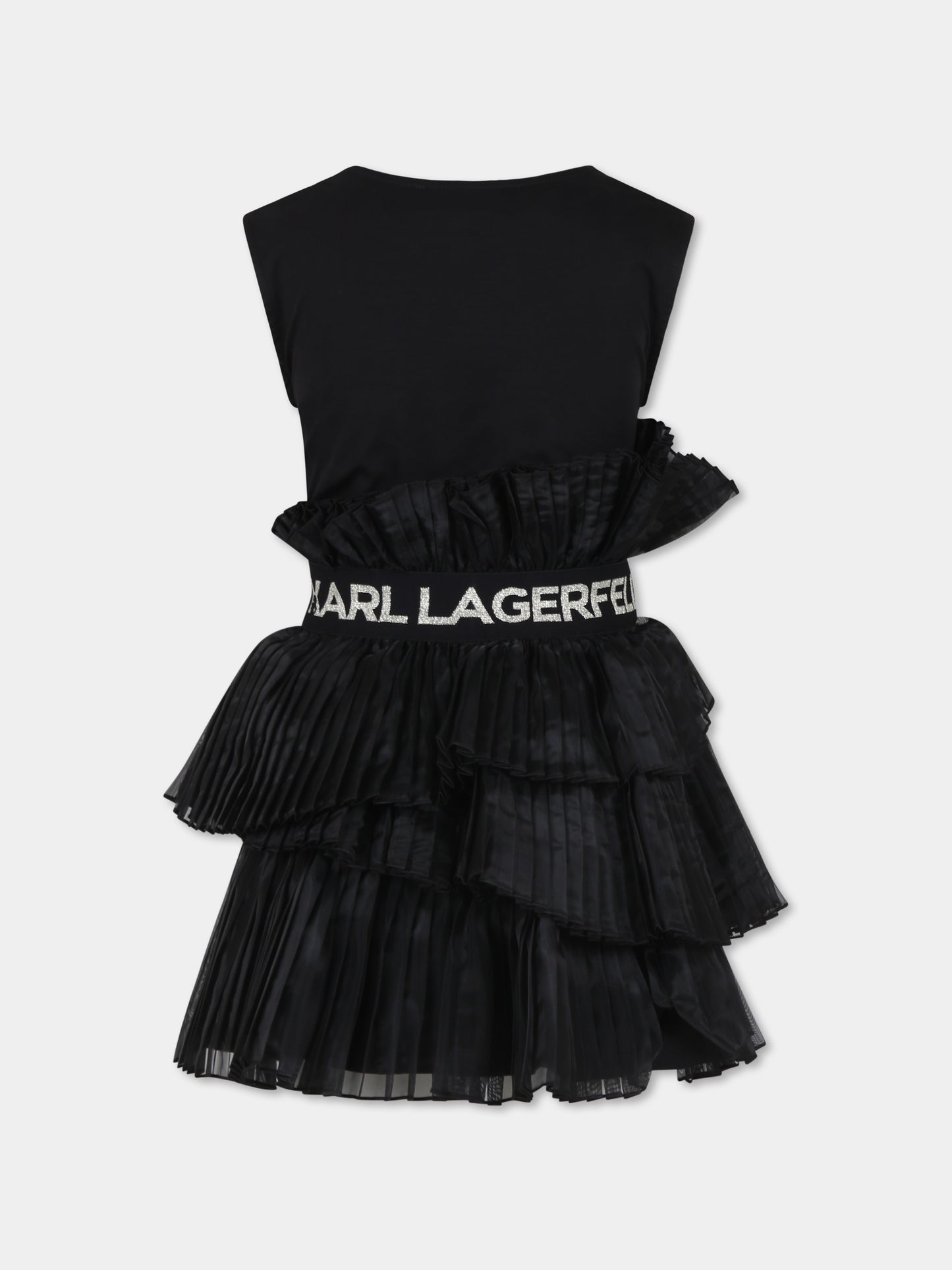 Vestito nero per bambina con logo,Karl Lagerfeld Kids,Z12260 09B