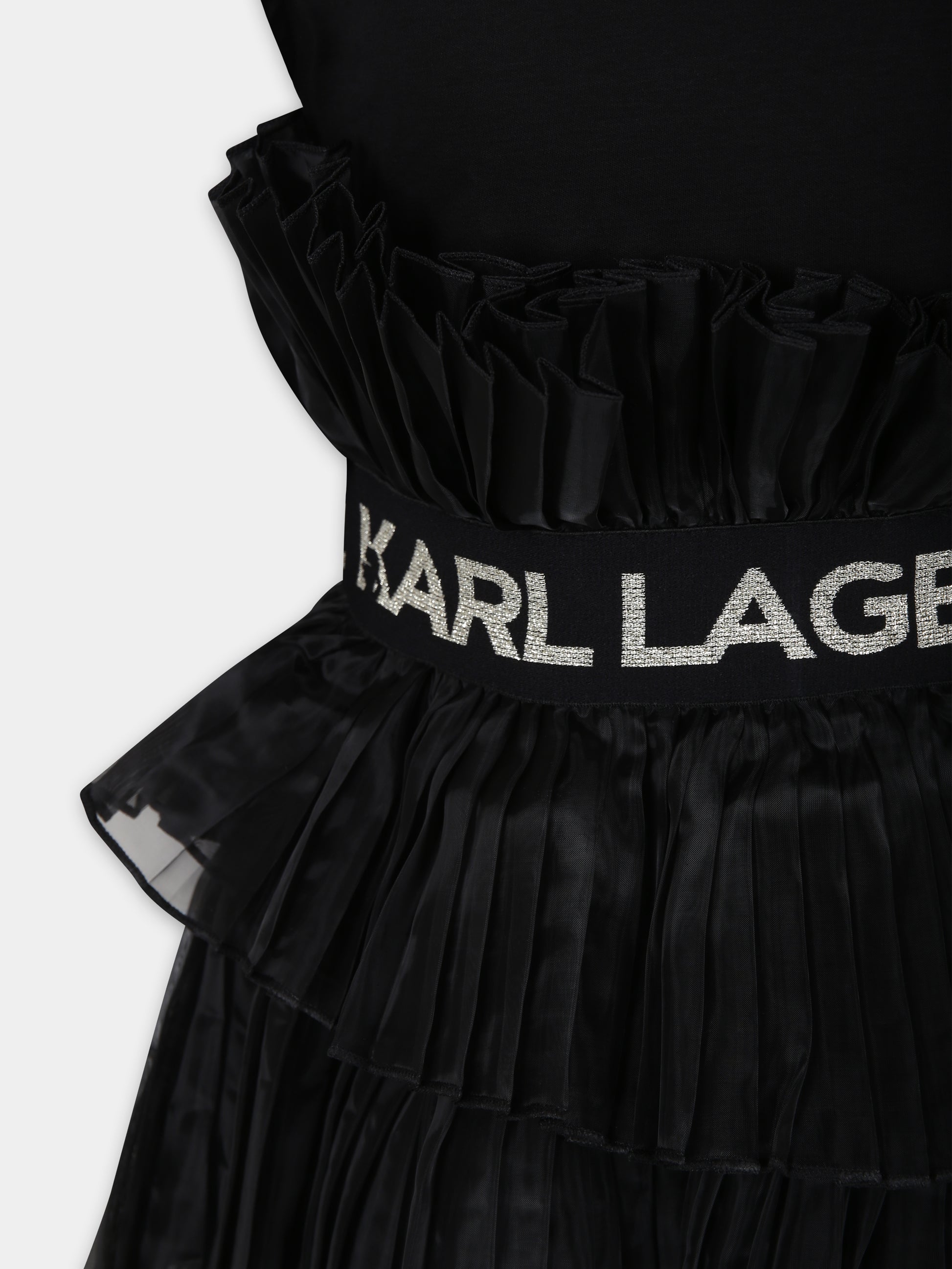 Vestito nero per bambina con logo,Karl Lagerfeld Kids,Z12260 09B